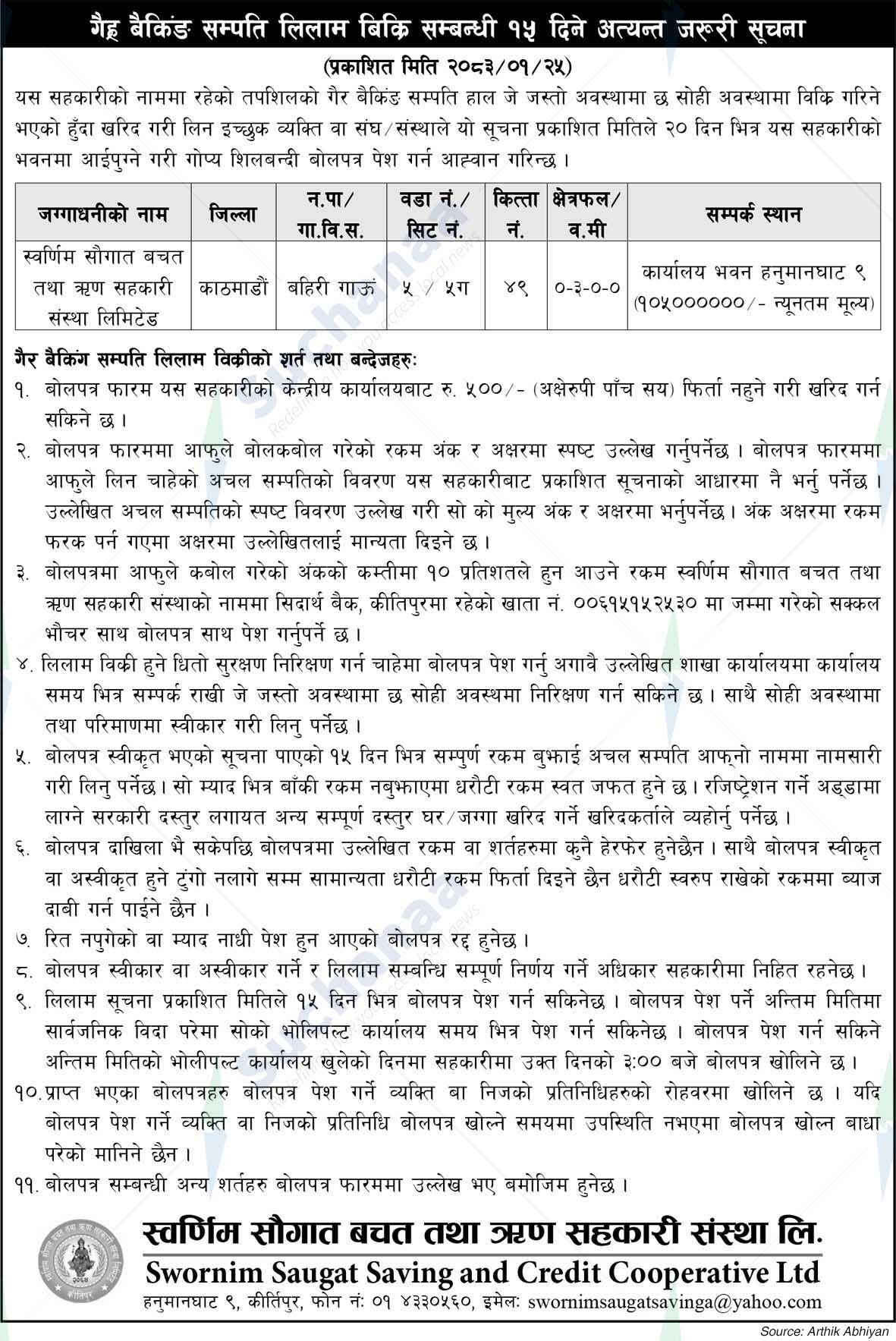 Swornim Saugat Saving and Credit Cooperative Ltd., Kirtipur