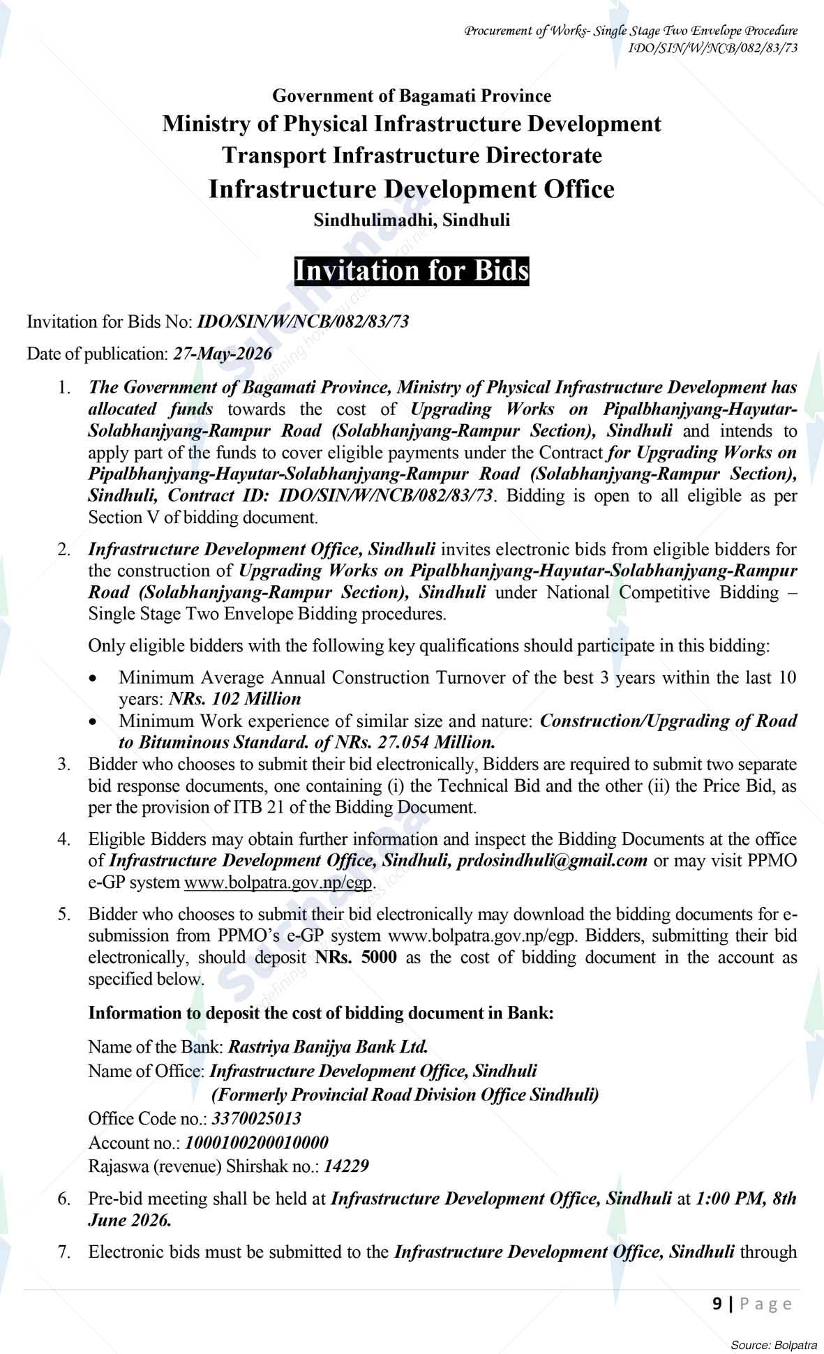 Infrastructure Development Office, Sindhuli