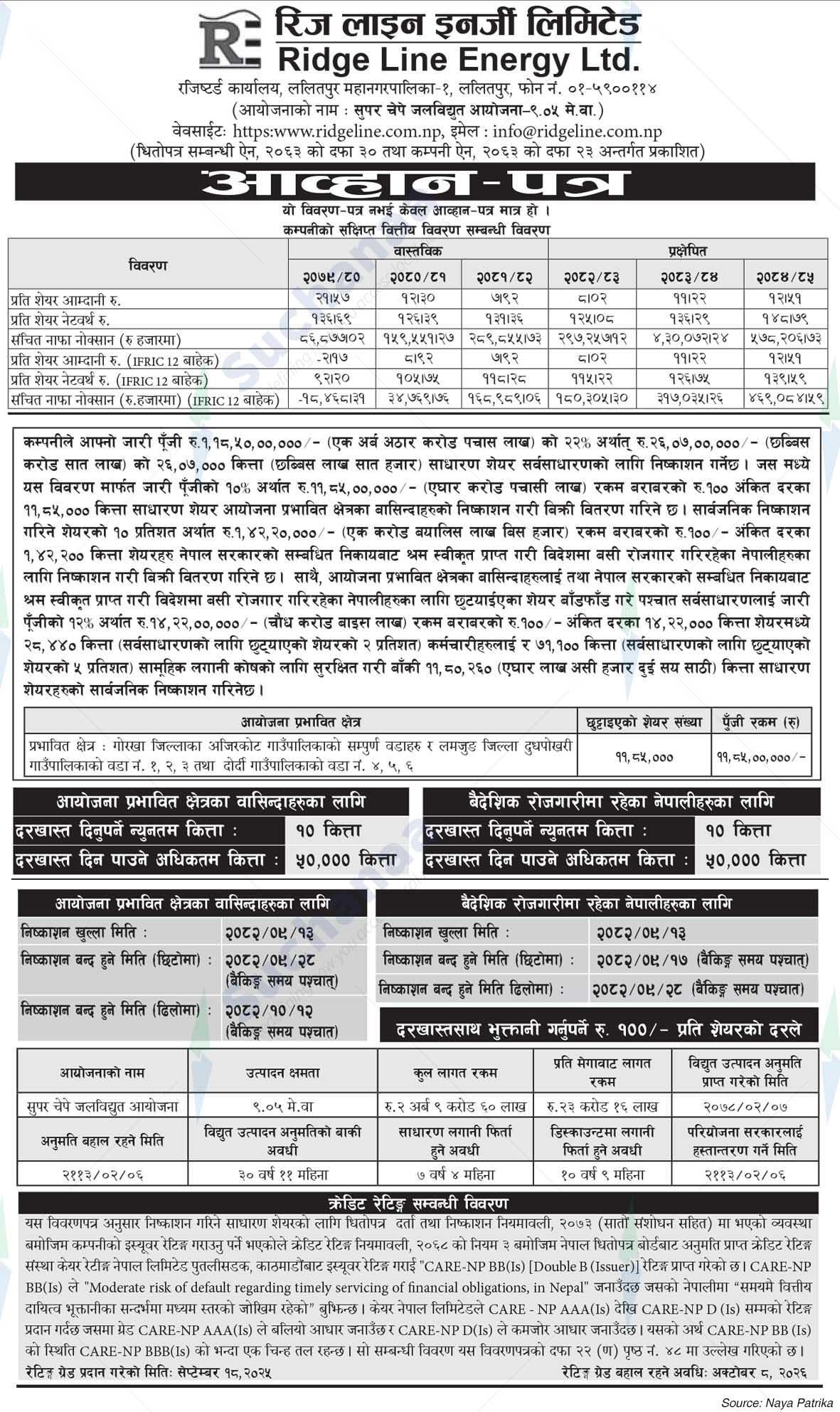 Ridge Line Energy Limited.