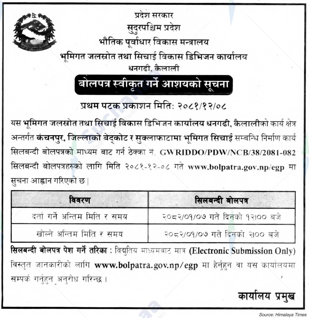 Ground Water Resources and Irrigation Development Division Office