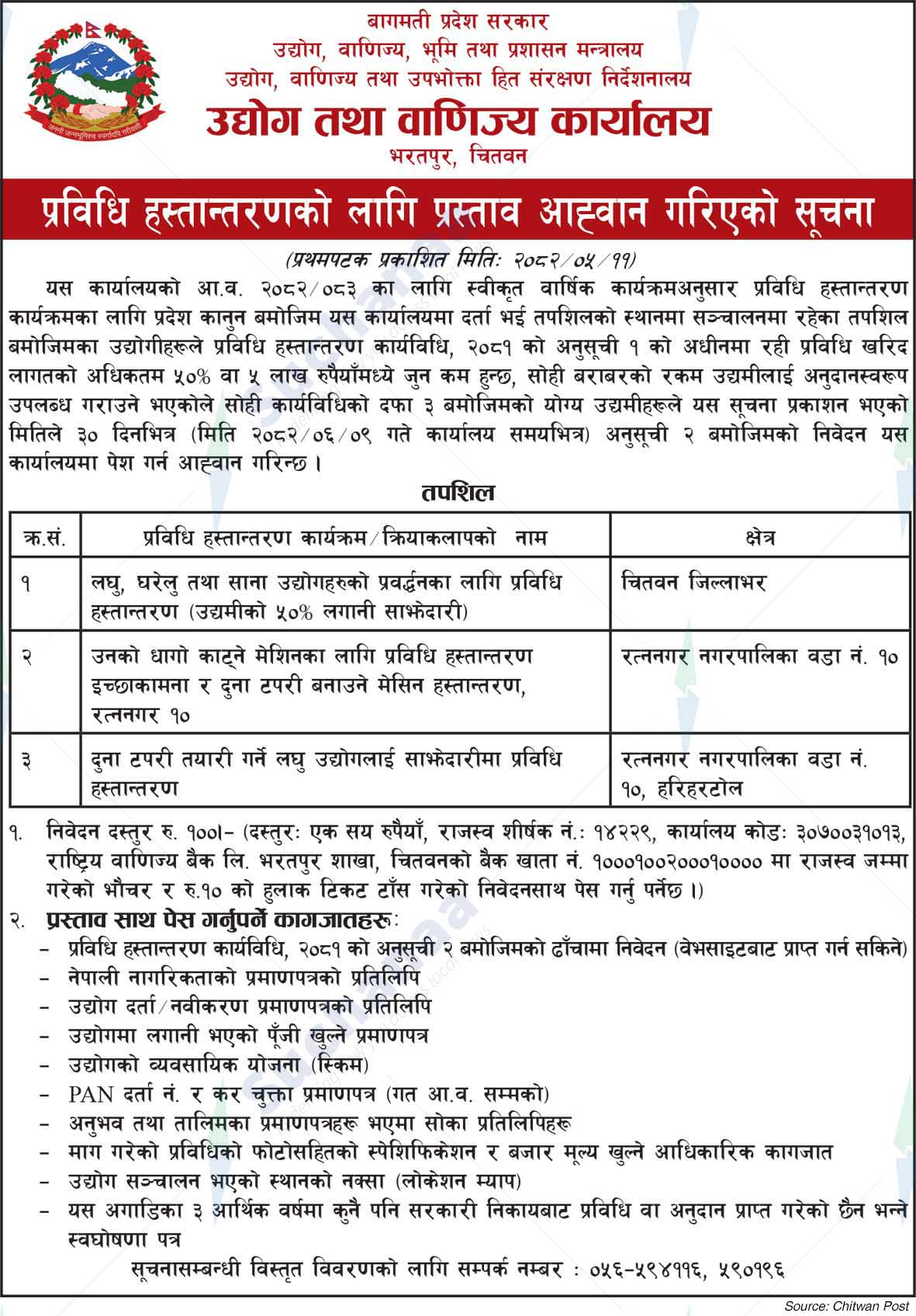 Ministry of Industry, Commerce, Land and Administration, Bagmati