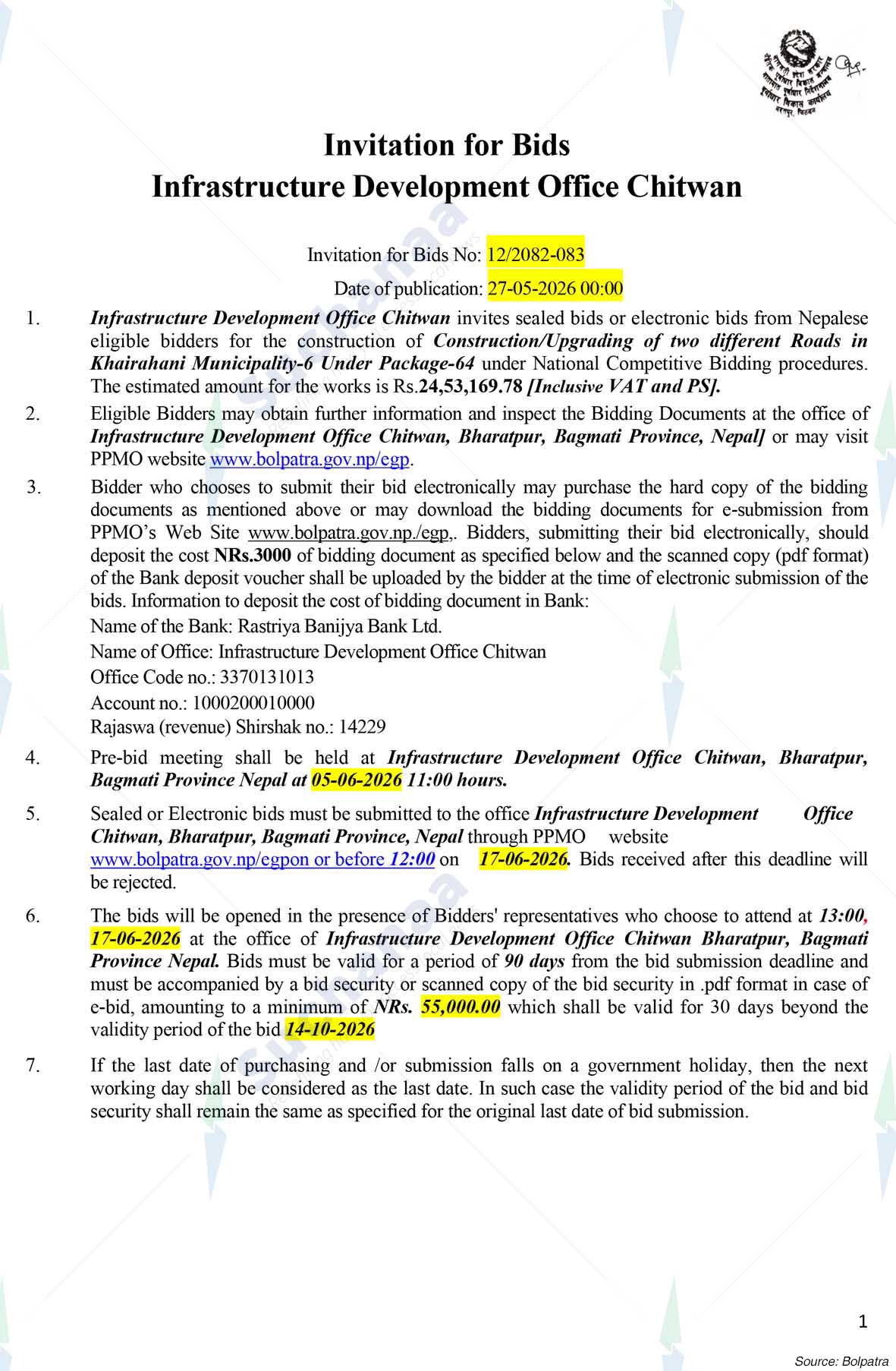 Infrastructure Development Office, Chitwan