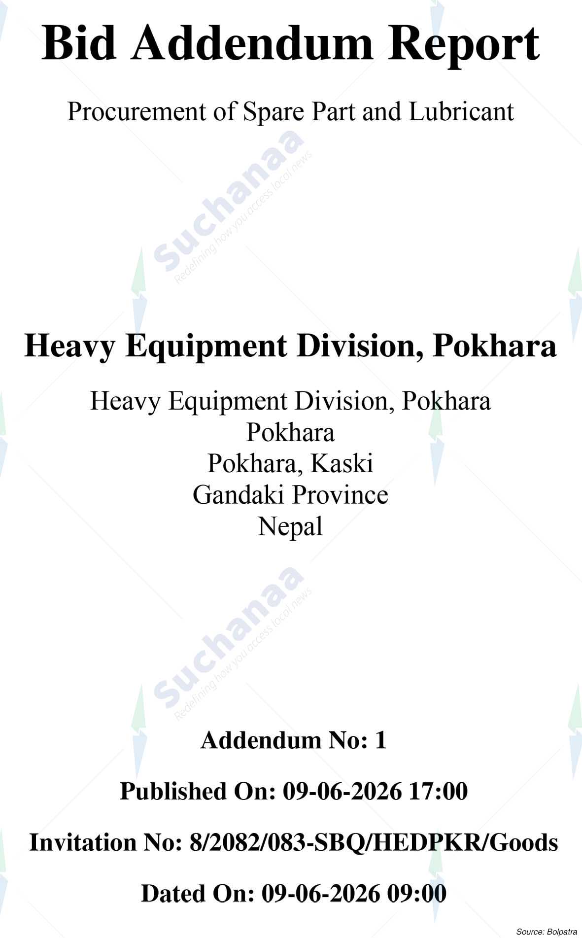Heavy Equipment Division, Pokhara