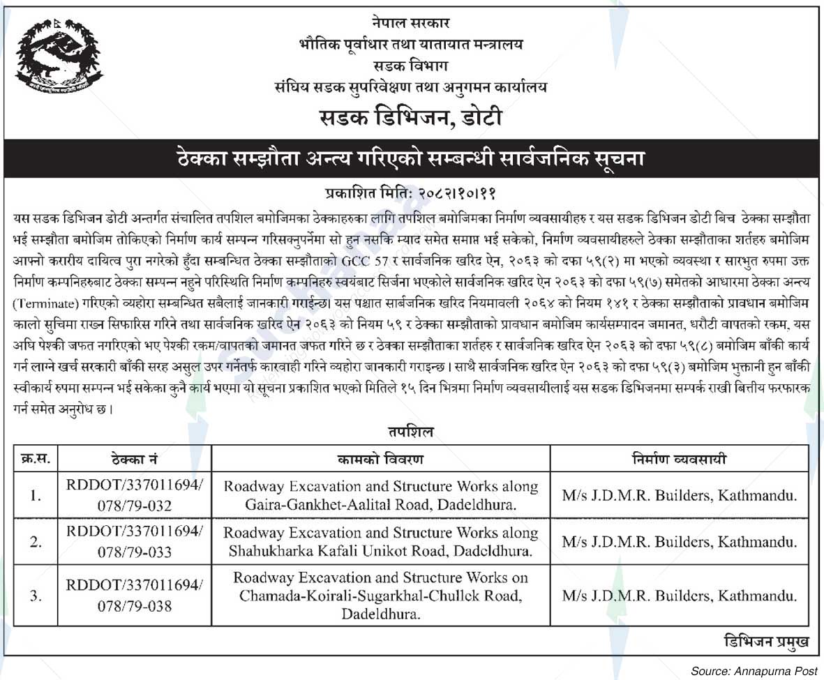 Road Division, Doti