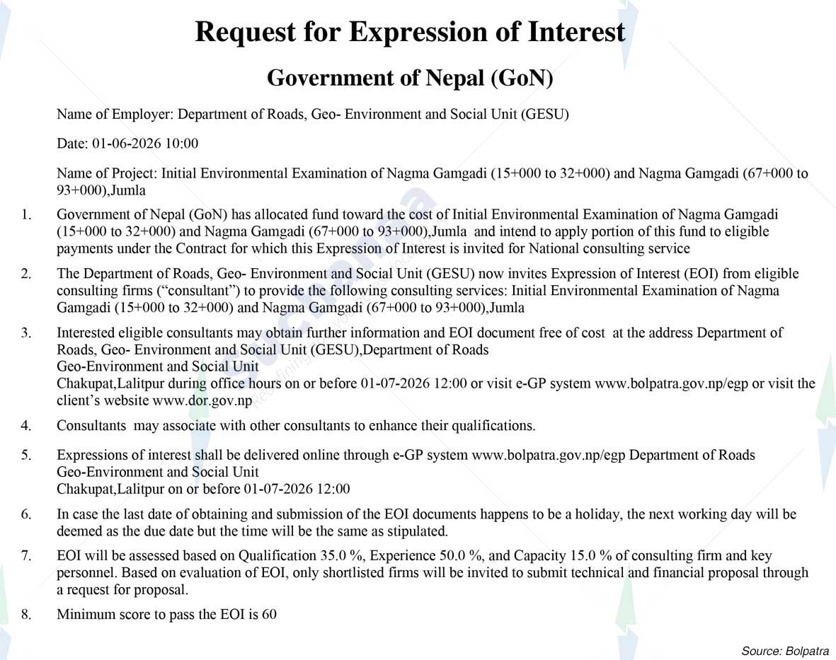 Department of Roads, Geo- Environment and Social Unit (GESU)