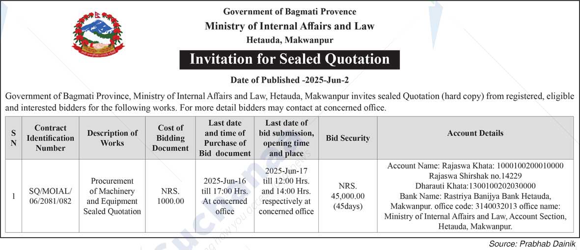 Ministry of Internal Affairs and Law, Bagmati