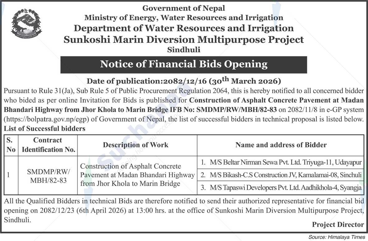 Sunkoshi Marin Diversion Multipurpose Project, Sindhuli