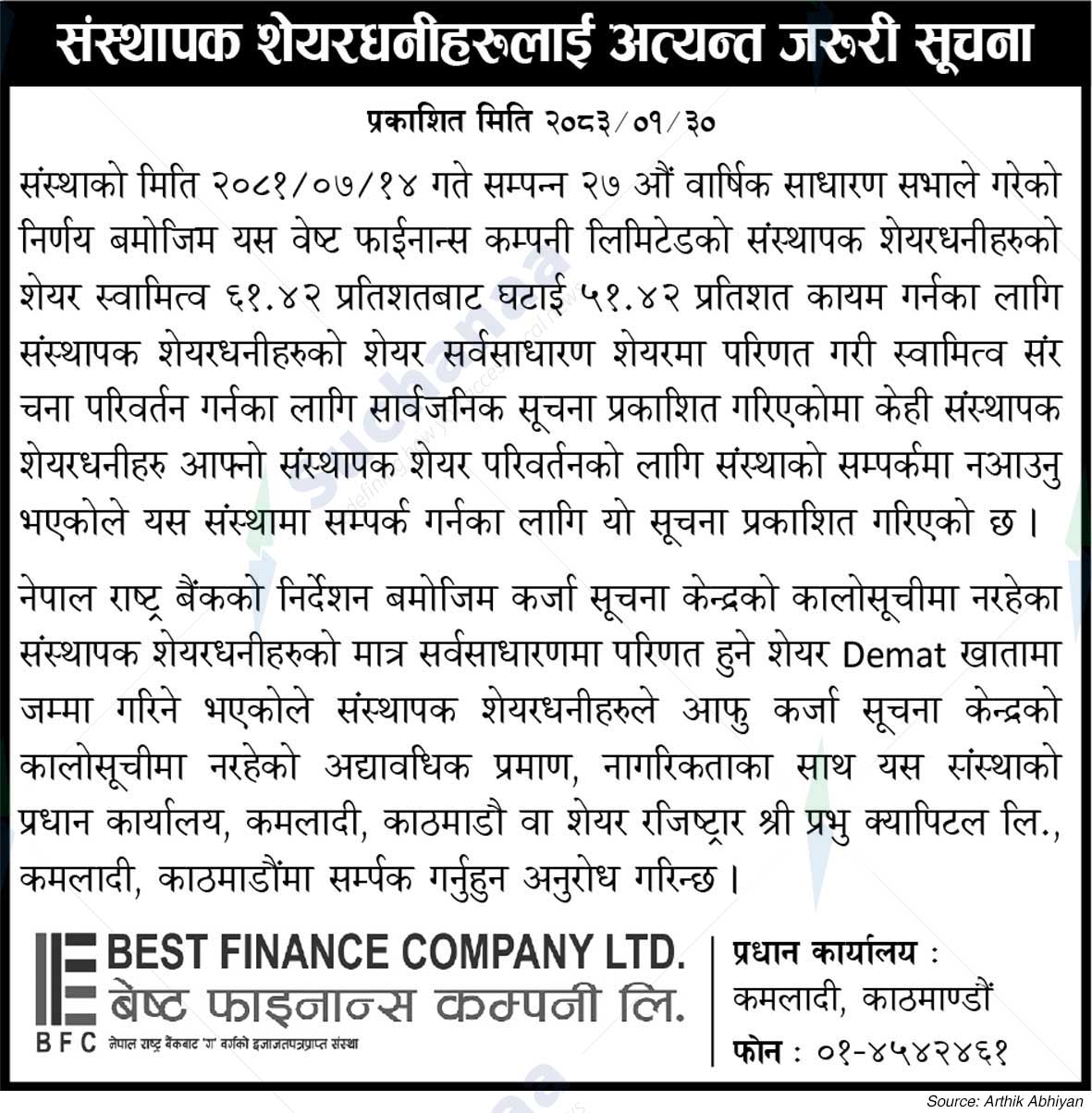 Best Finance Company Ltd.
