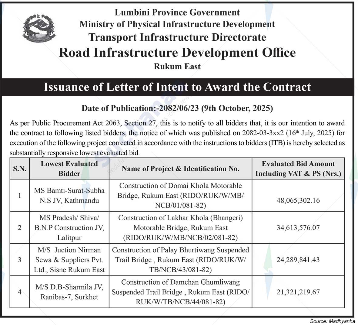 Infrastructure Development Office, Rukum East