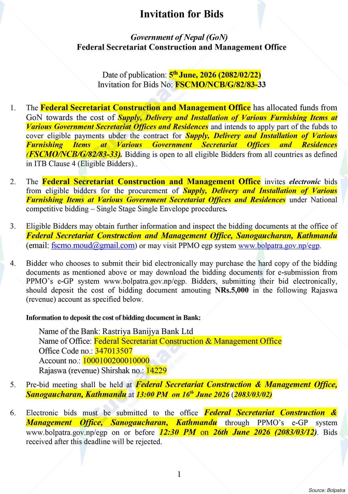 Federal Secretariat Construction & Management Office