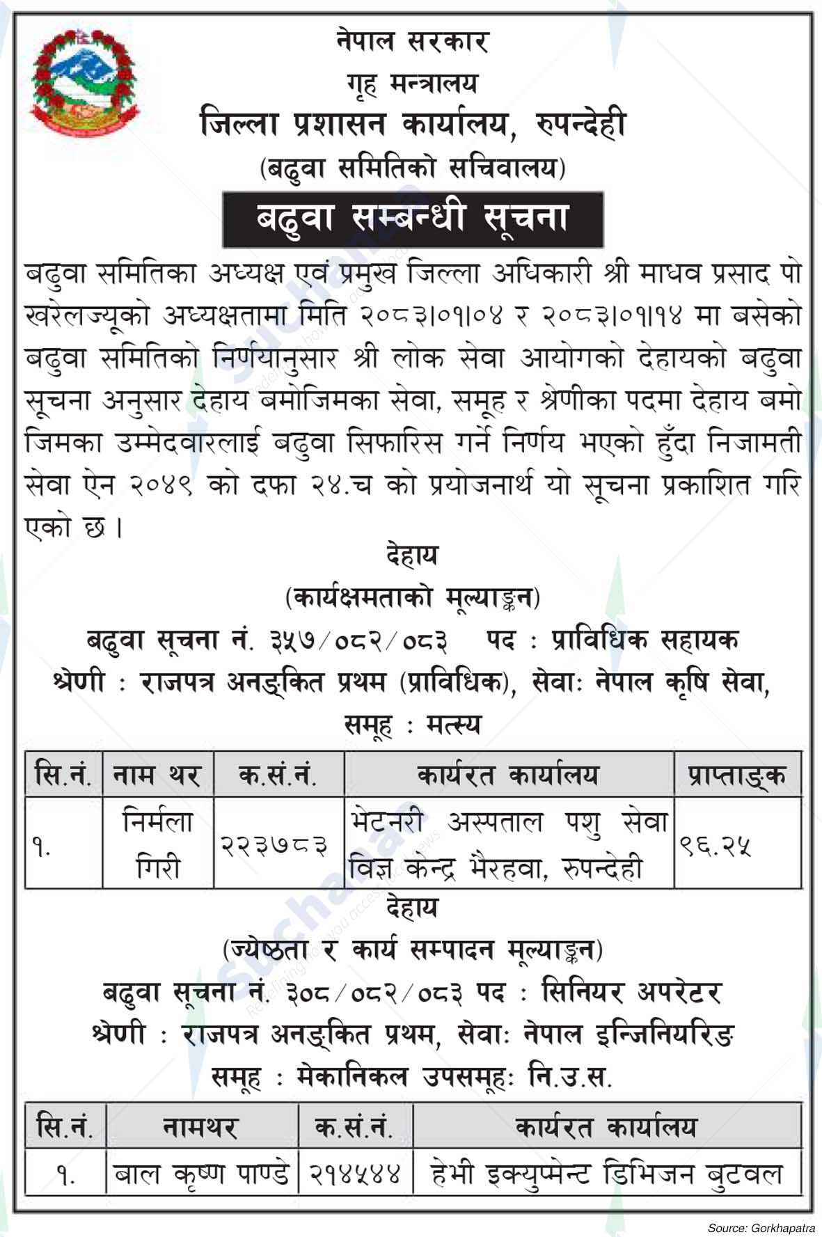 District Administration Office, Rupandehi