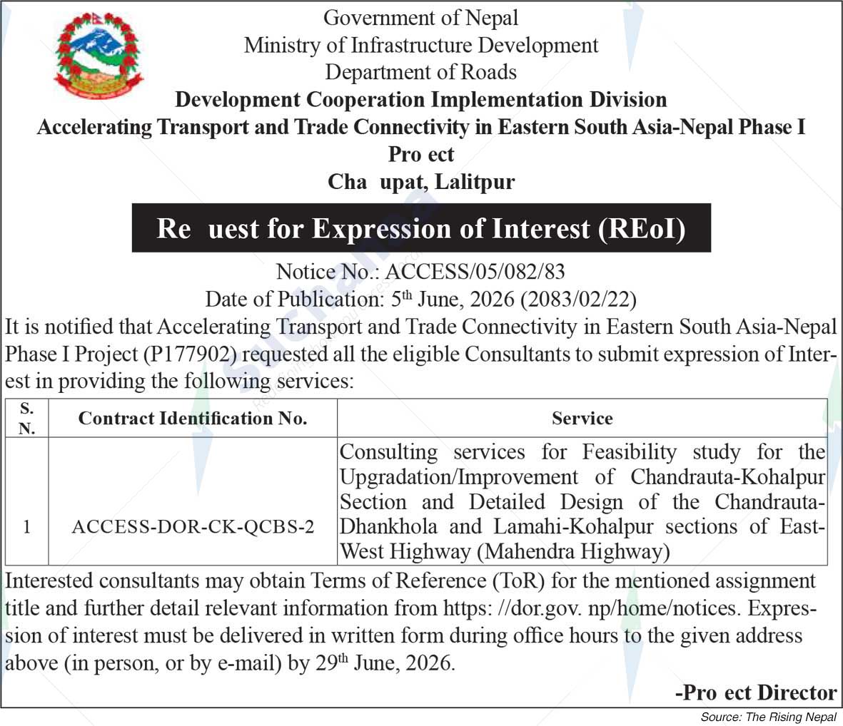 Accelerating Transport and Trade Connectivity in Eastern South Asia-Nepal Phase I, Lalitpur