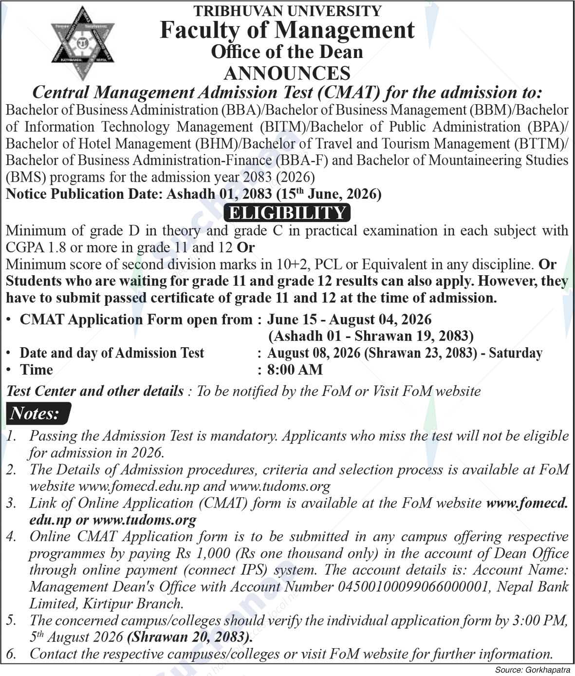 Tribhuvan University, Faculty of Management