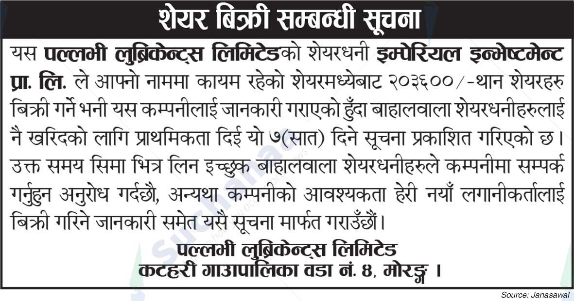 Pallavi Lubricants Limited