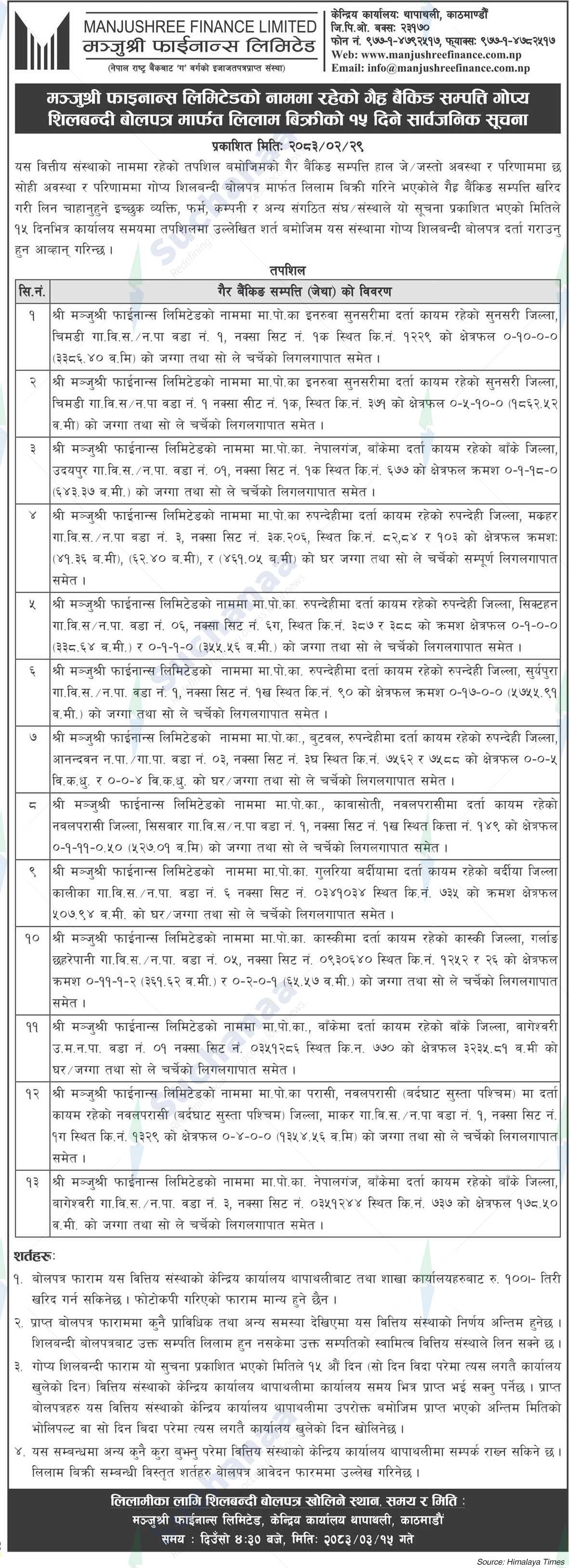 Manjushree Finance Limited