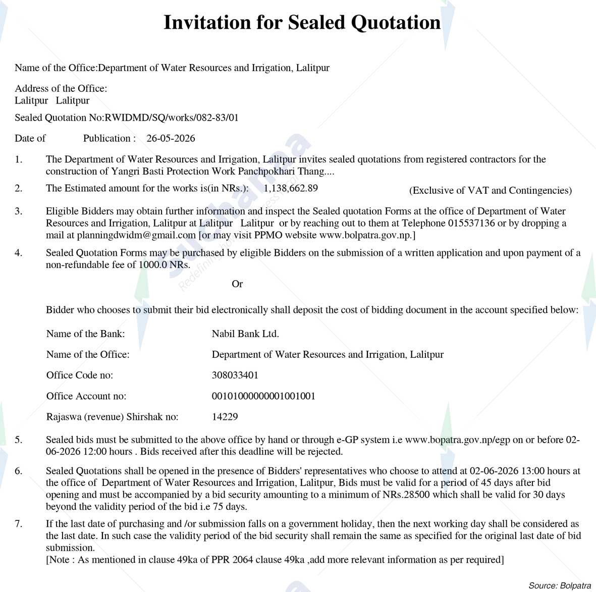 Department of Water Resources and Irrigation, Lalitpur
