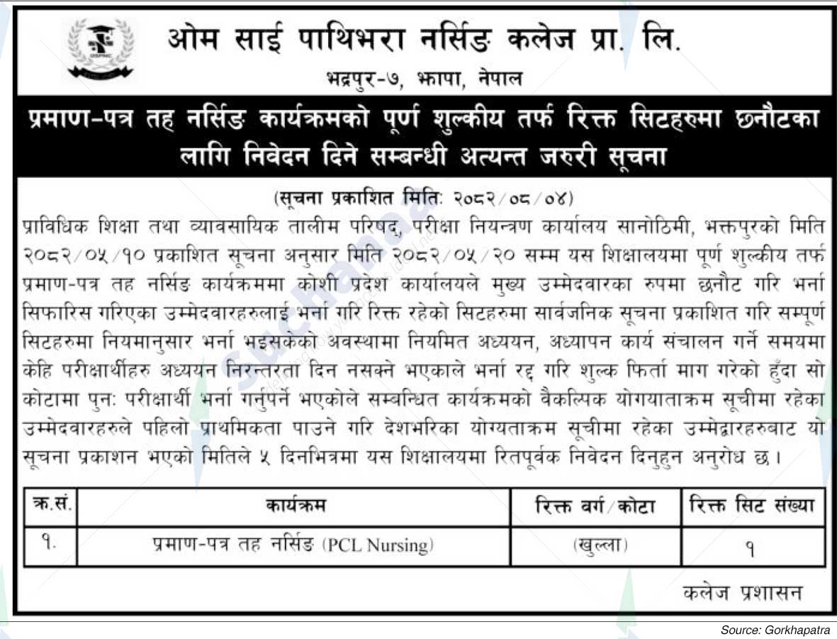 Om Sai Pathibhara Nursing College