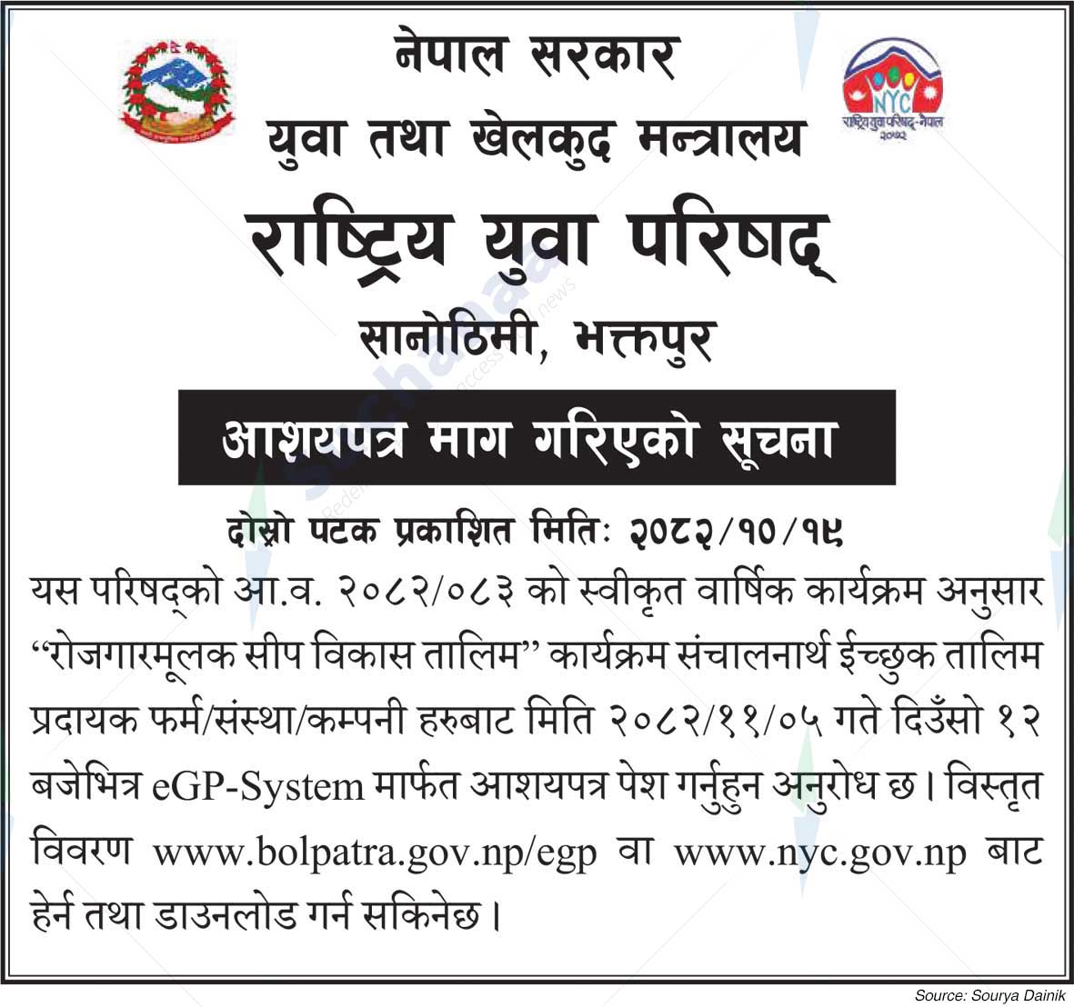 National Youth Council, Sanothimi, Bhaktapur
