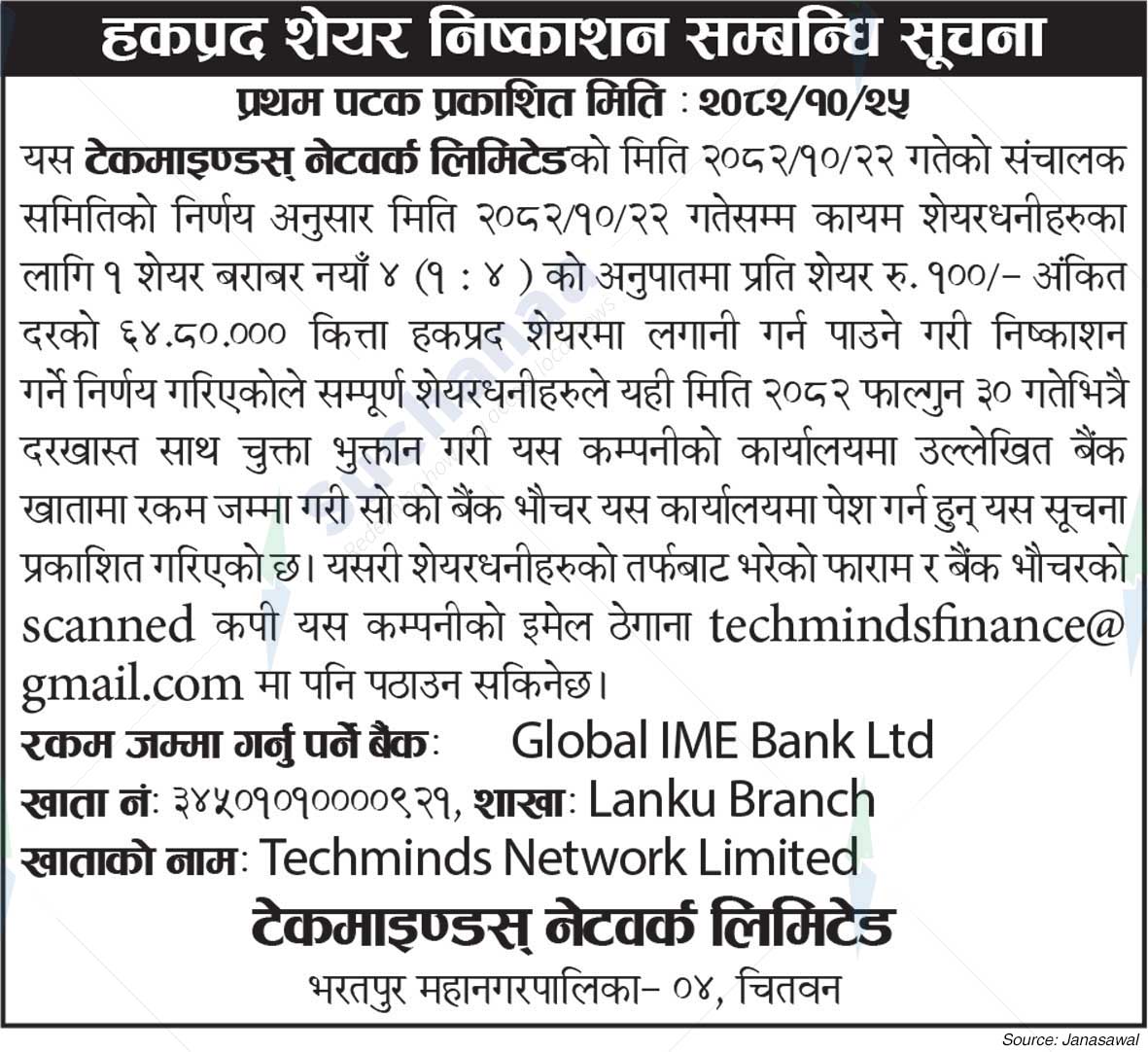 Techminds Network Limited, Chitwan