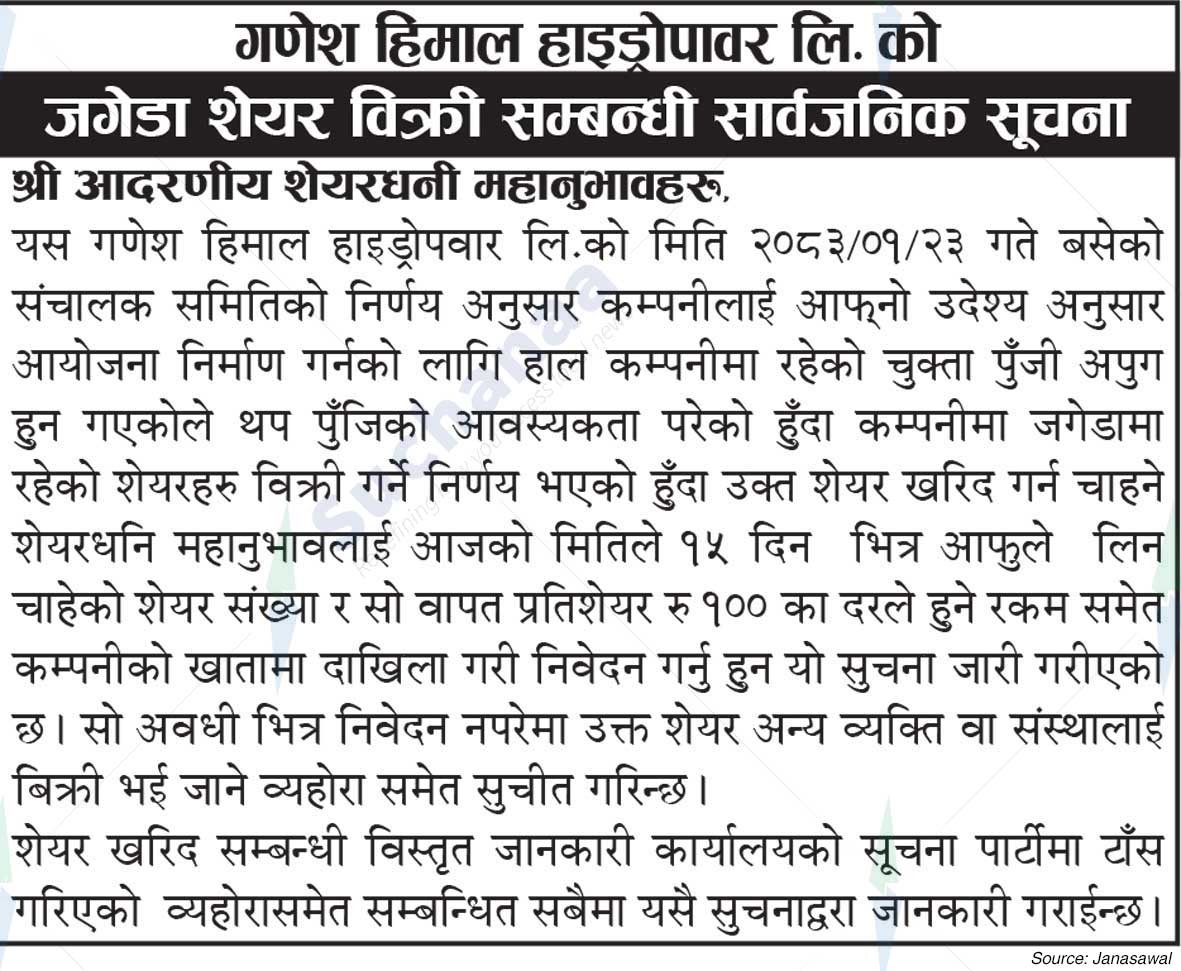 Ganesh Himal Hydro Power Ltd. (GHHL)