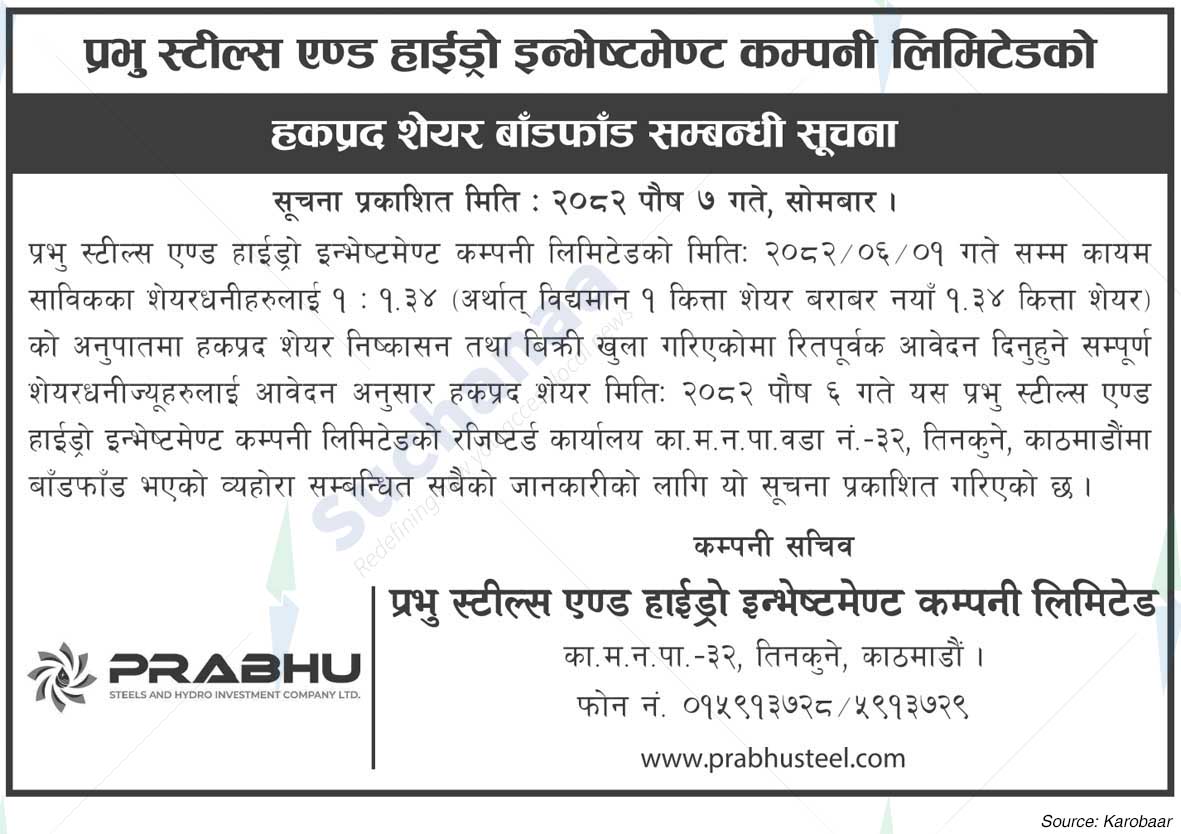 Prabhu Steels and Hydro Investment Company Limited