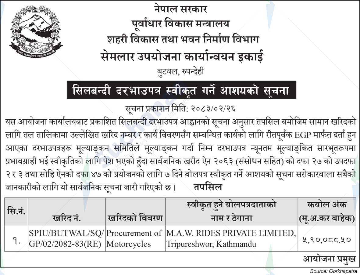 Semlar Sub-Project Implementation Unit, Butwal
