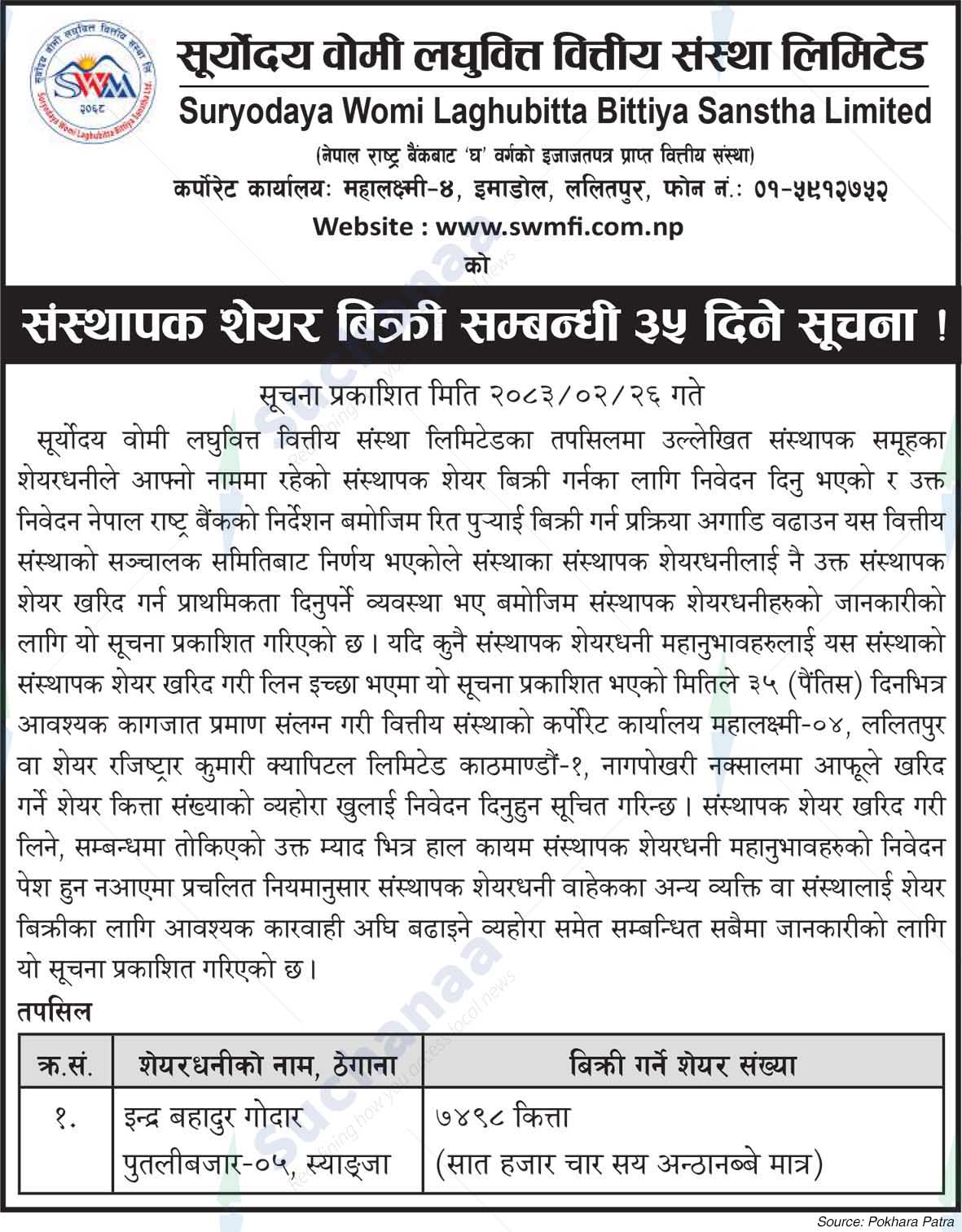 Suryodaya Womi Laghubitta Bittiya Sanstha Limited