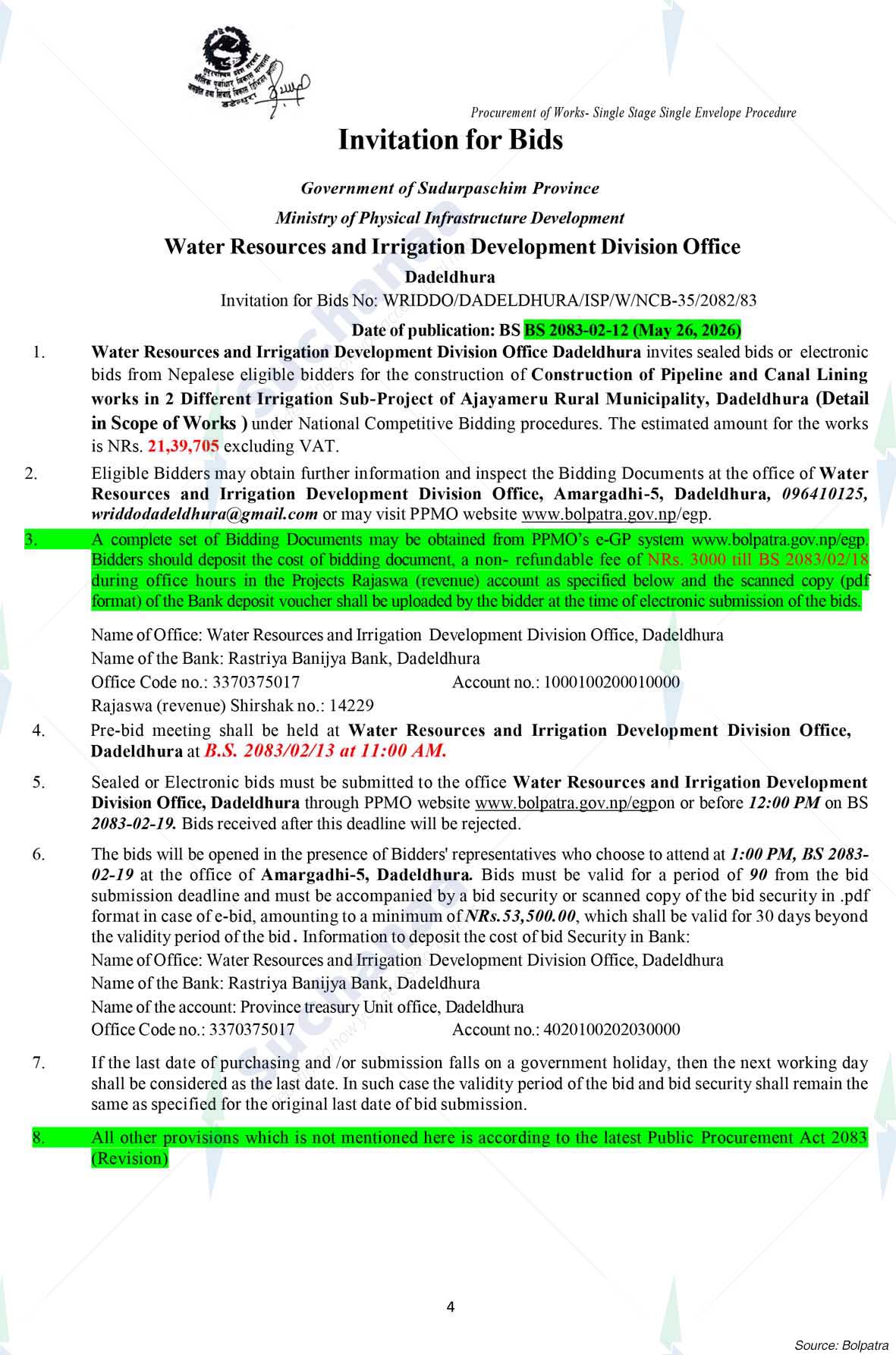 Water Resources and Irrigation Development Division Office, Dadeldhura