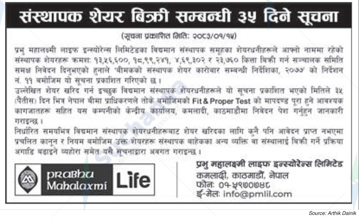 Prabhu Mahalaxmi Life Insurance Limited