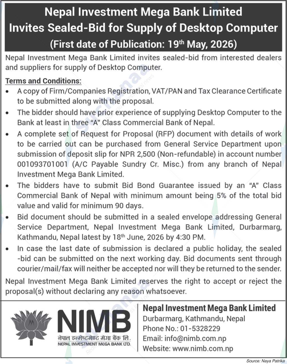 Nepal Investment Mega Bank Ltd. (NIMB)