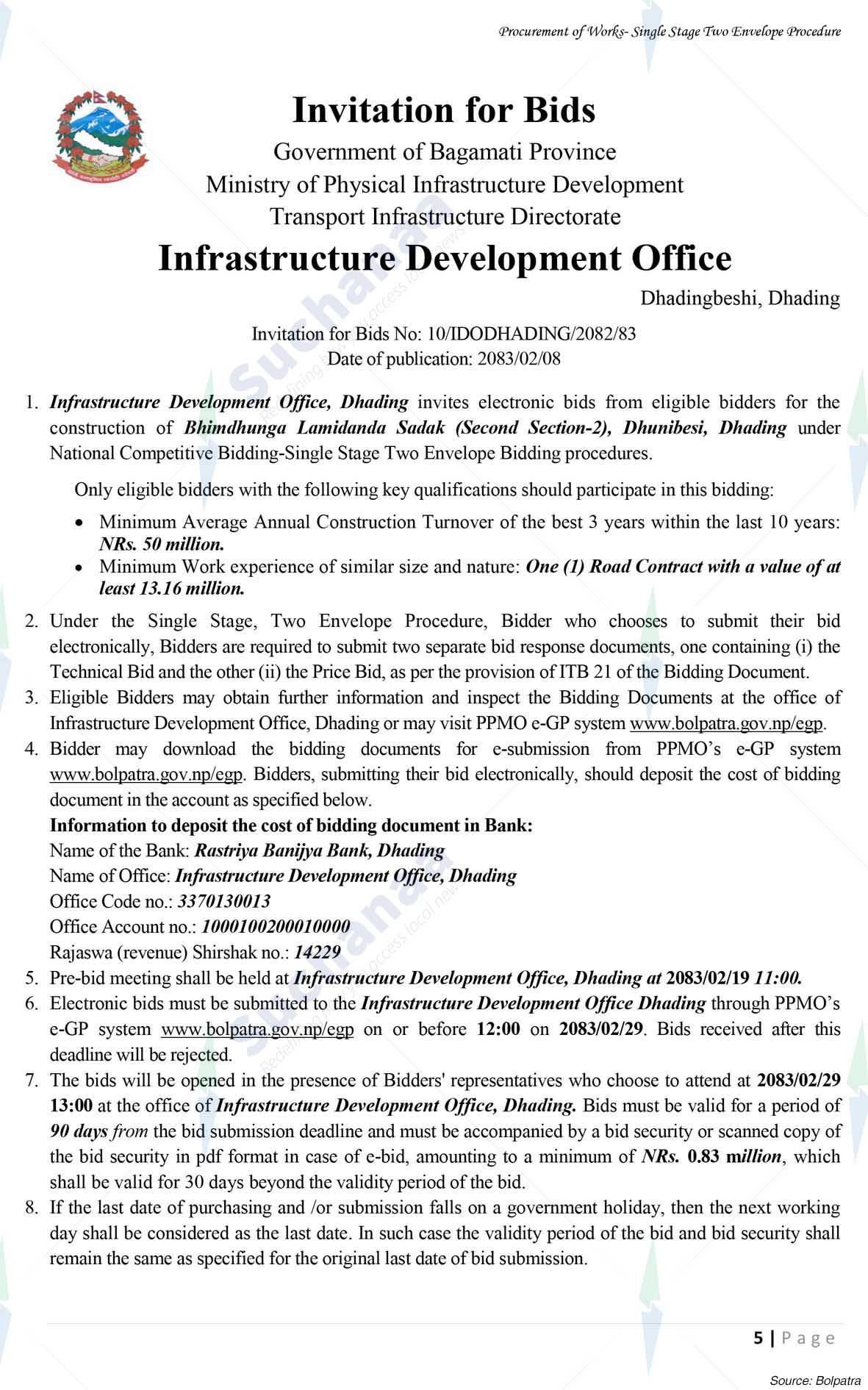 Infrastructure Development Office, Dhading