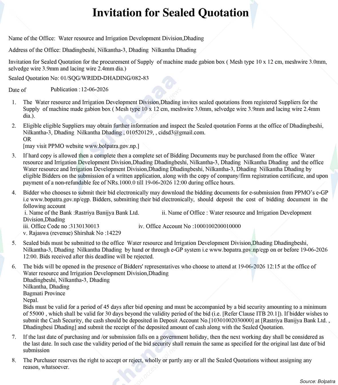 Water resource and Irrigation Development Division, Dhading