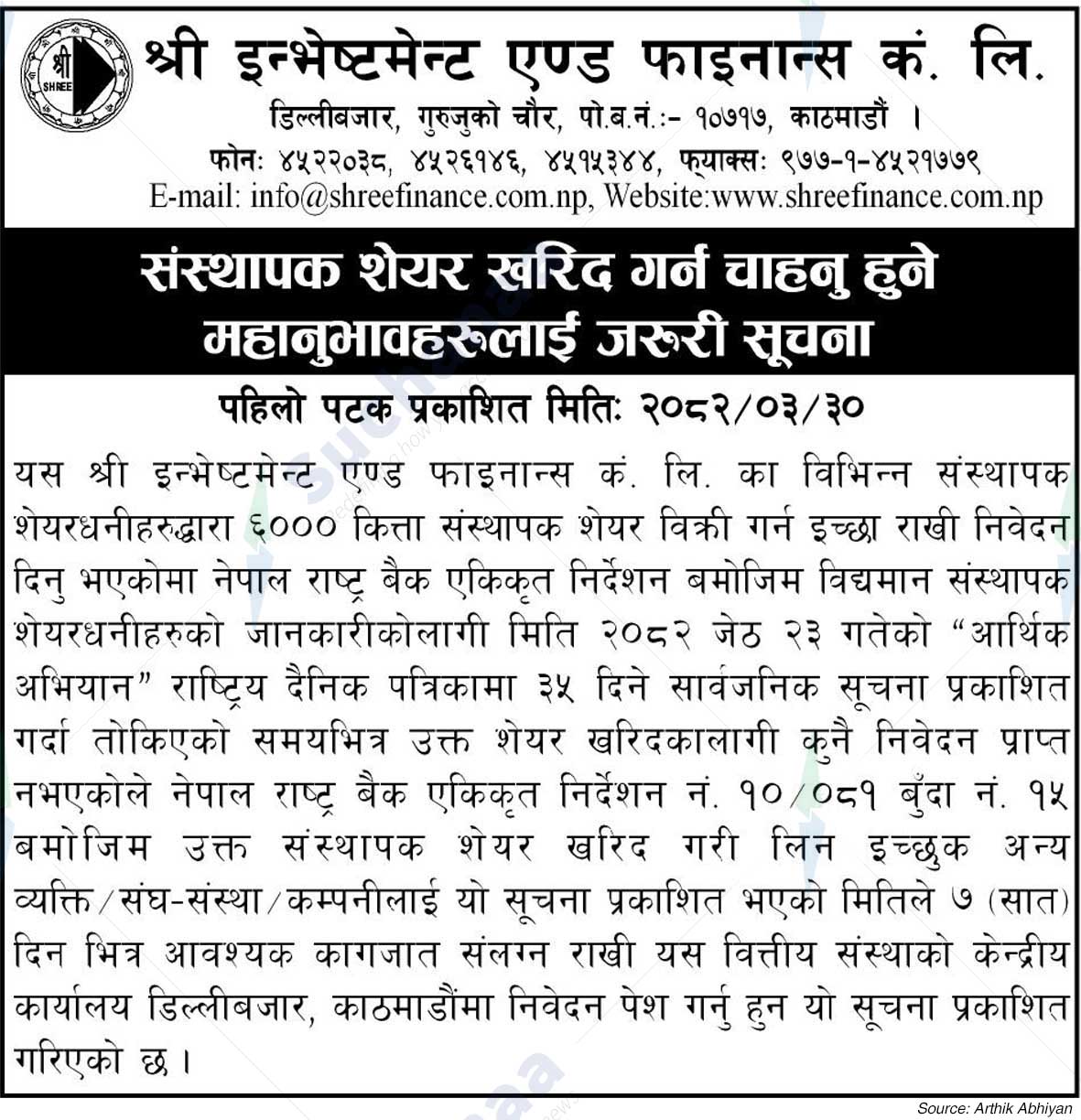 Shree Investment & Finance Co. Ltd.
