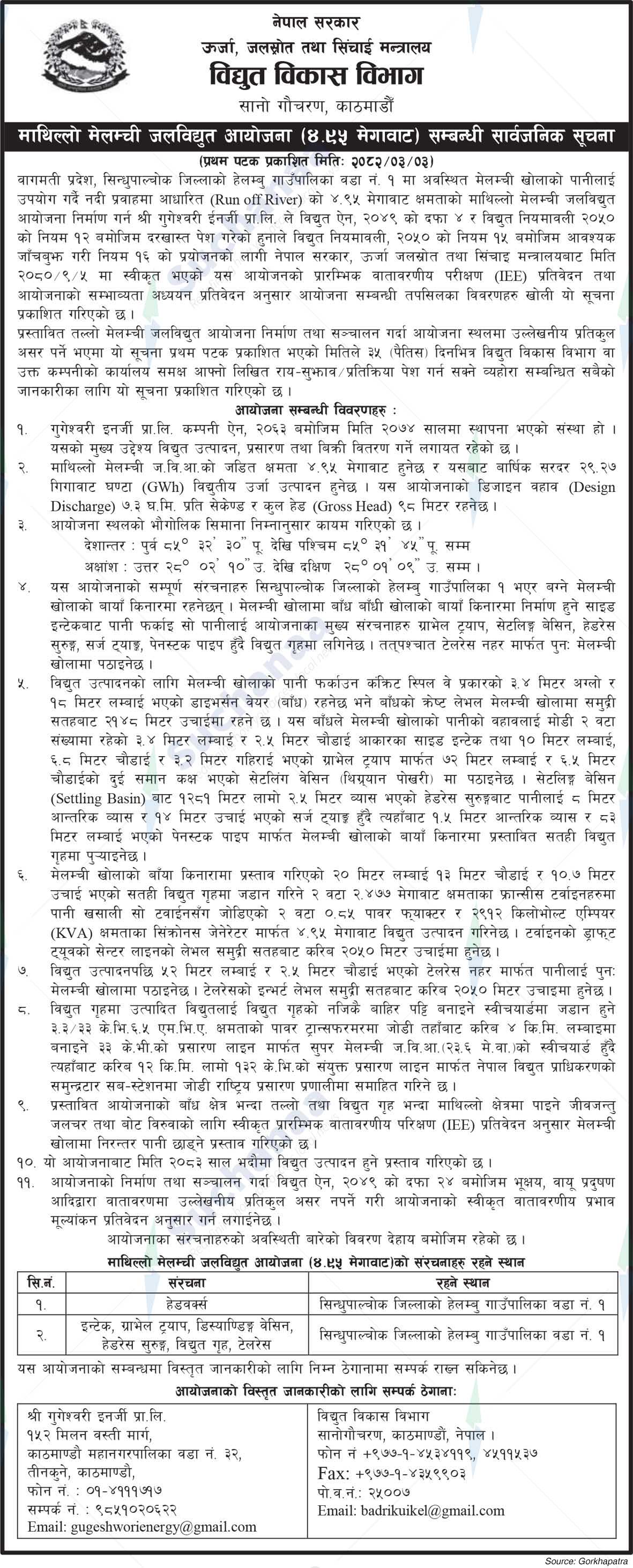 Department of Electricity Development
