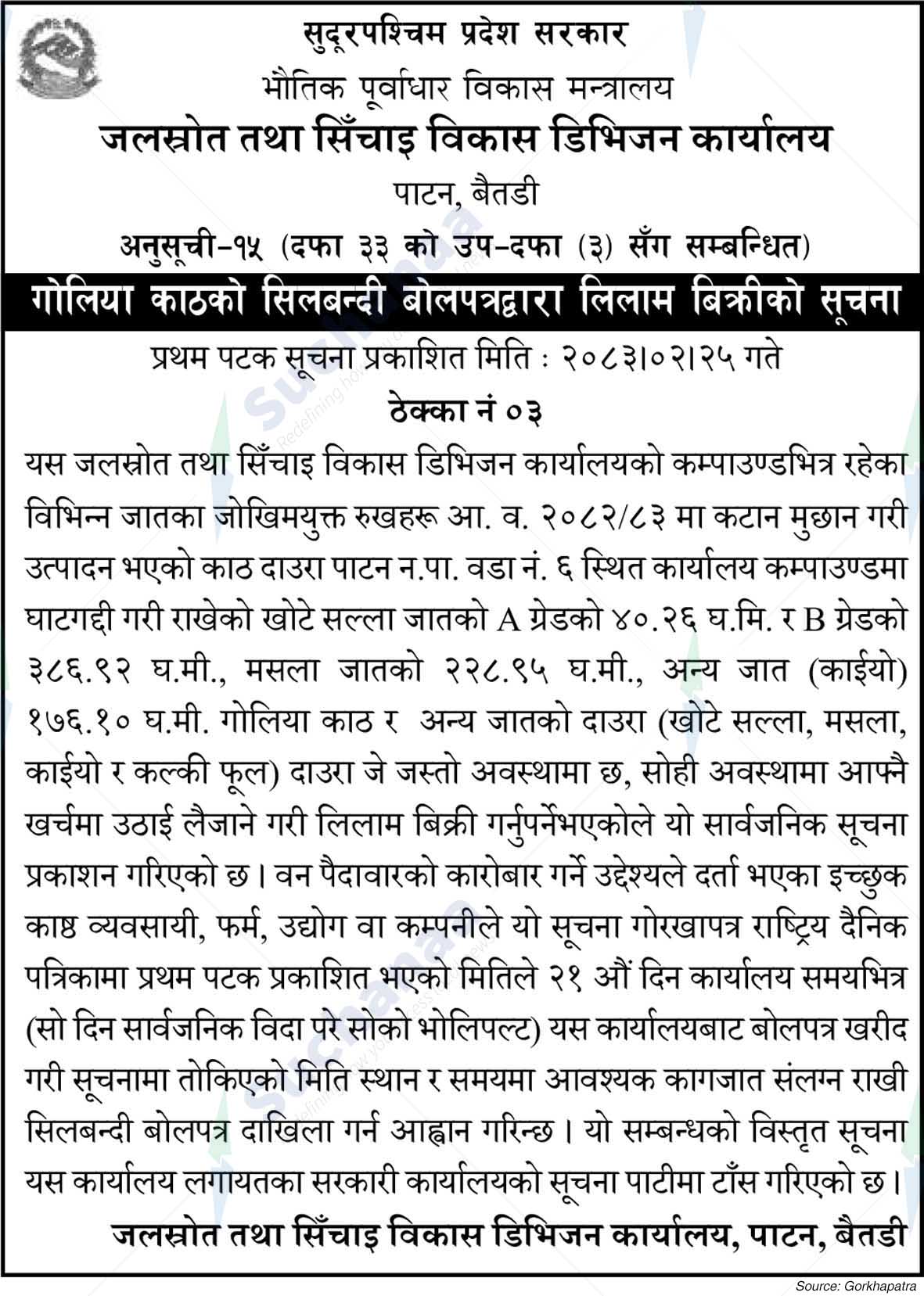 Water Resources and Irrigation Development Division Office, Patan, Baitadi