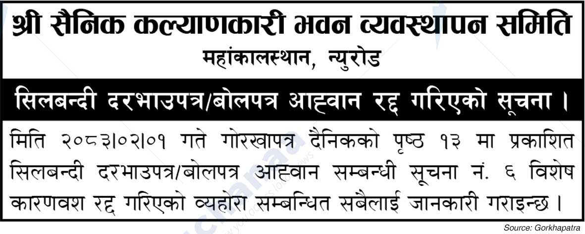 Shree Sainik Welfare Building Management Committee, Mahankalsthan, Newroad