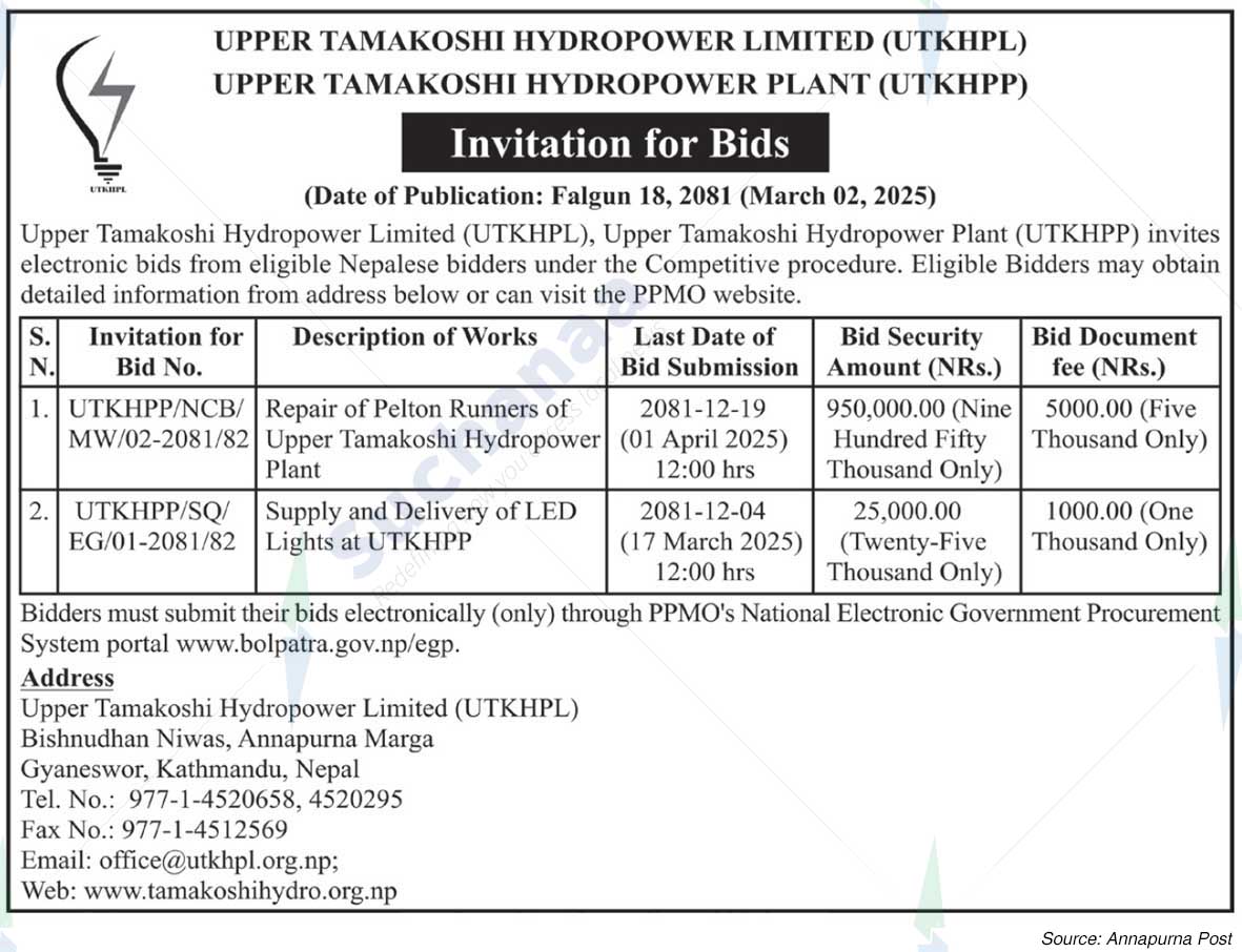 Upper Tamakoshi Hydropower Limited (UTKHPL)