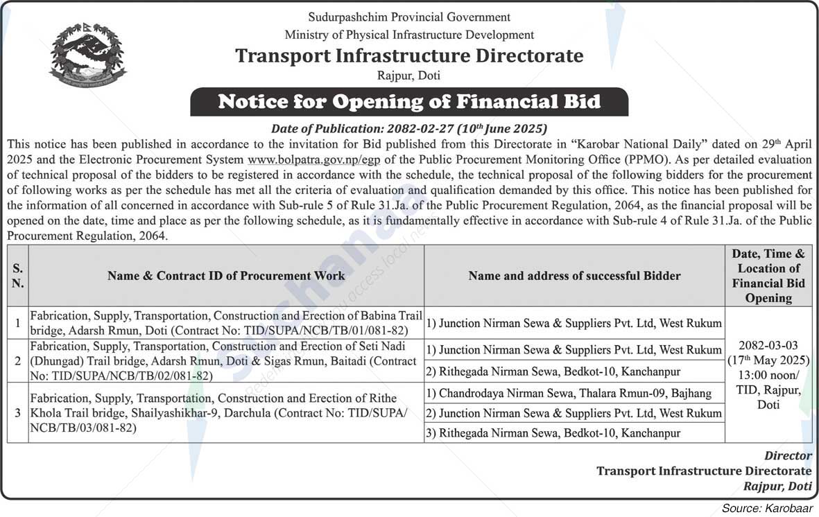 Transport Infrastructure Directorate, Doti