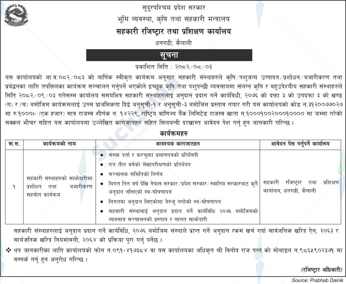 Cooperative Registrar and Training Office, Dhangadhi, Kailali