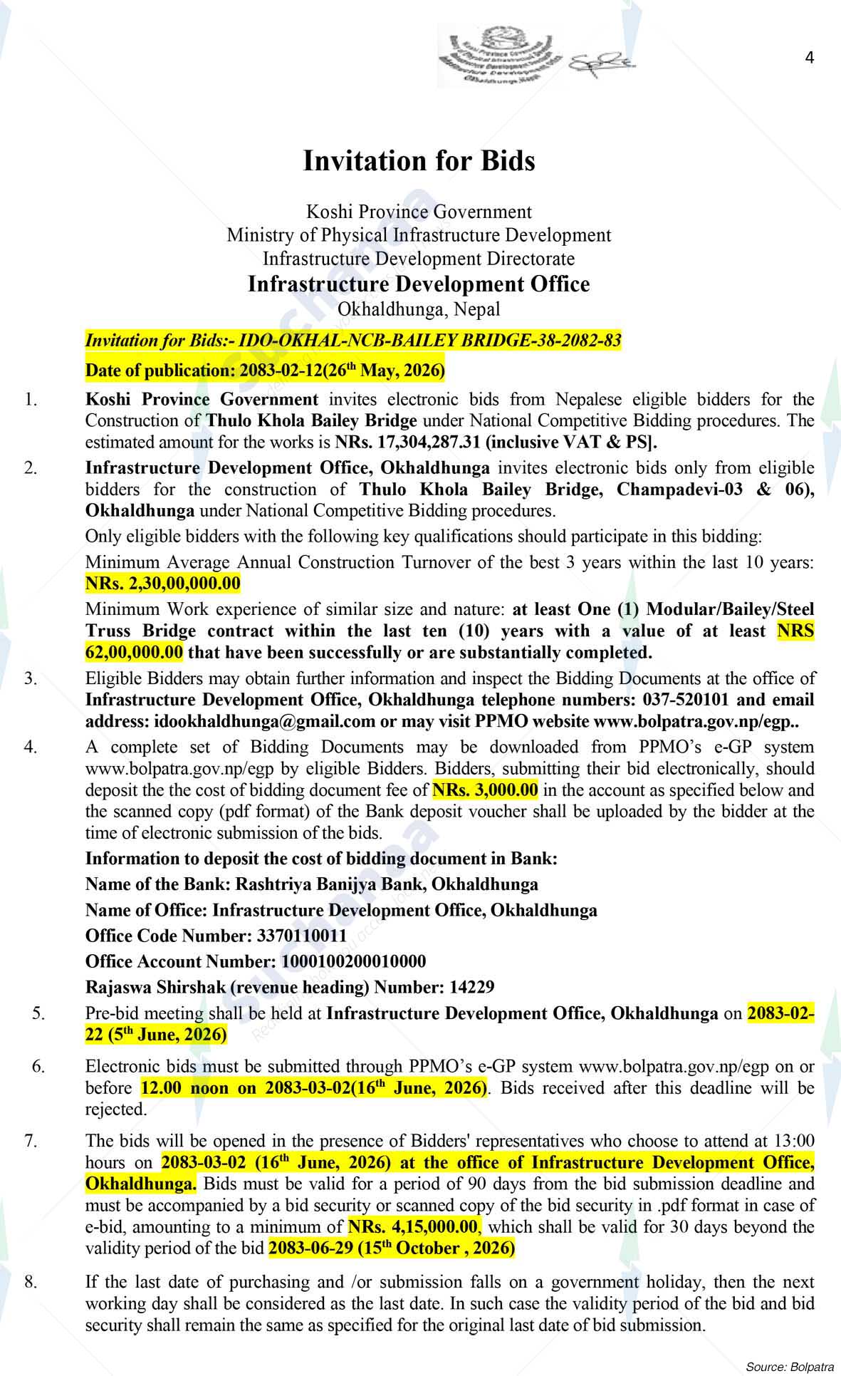 Infrastructure Development Office (IDO), Okhaldhunga