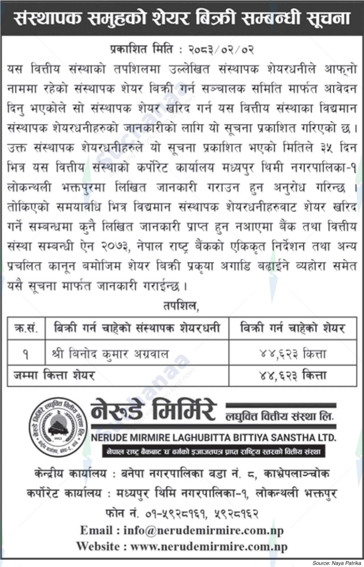 Nerude Mirmire Laghubitta Bittiya Sanstha Ltd.