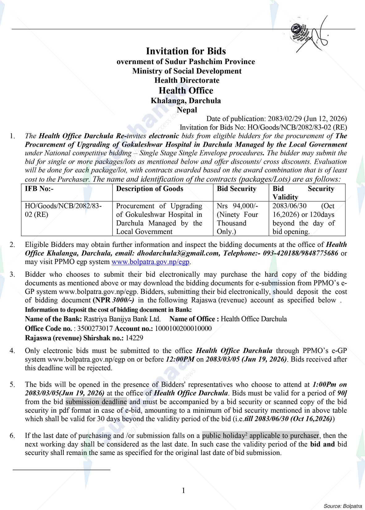 Health Office, Darchula