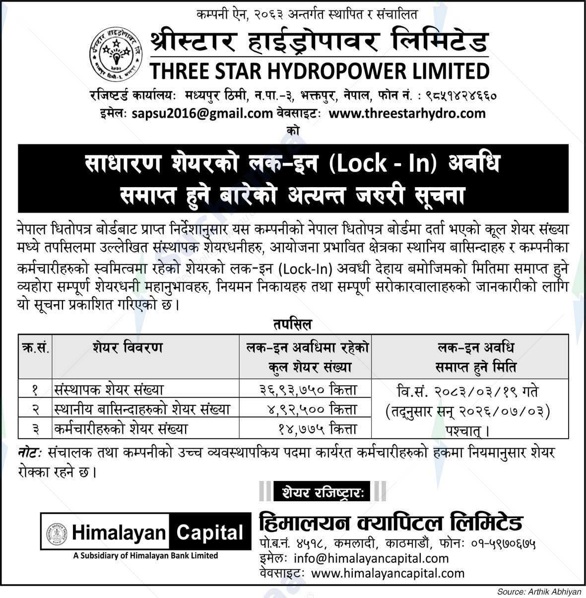 Three Star Hydropower Limited