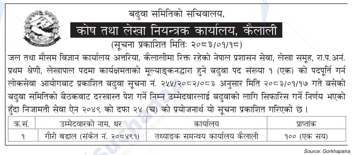 Kosh tatha Lekha Niyantrak Karyalaya, Kailali