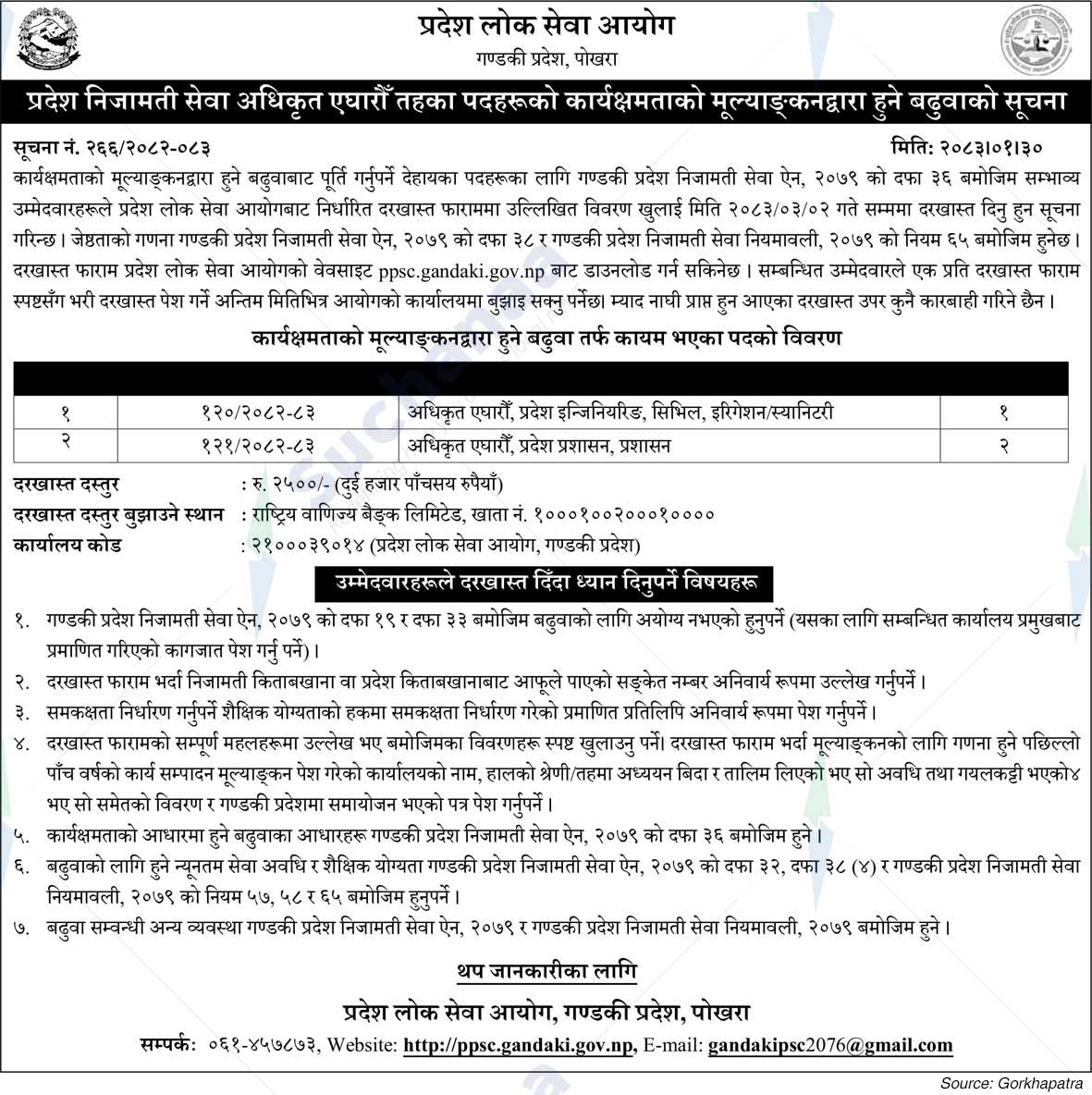 Province Public Service Commission, Gandaki