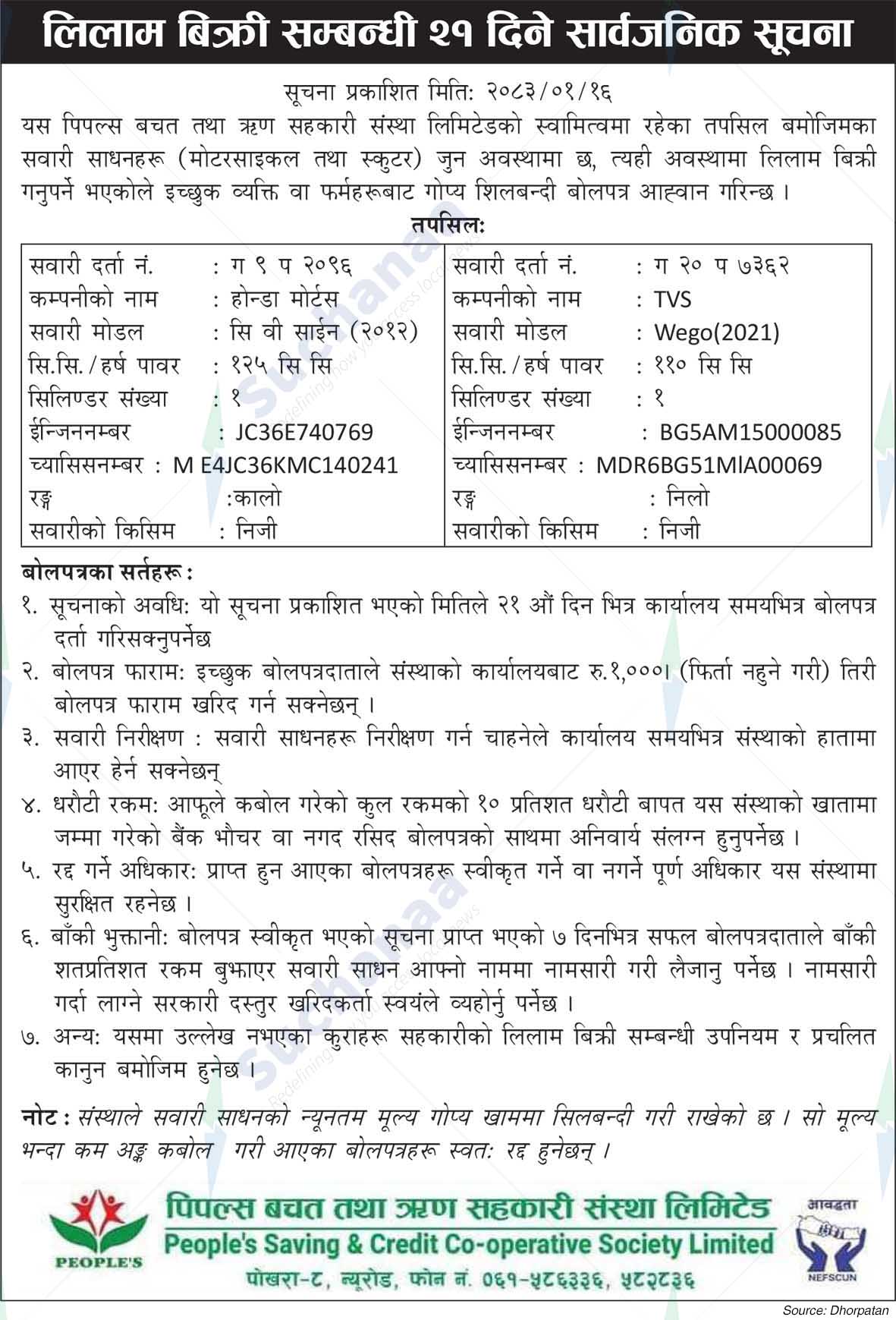 People's Saving & Credit Co-operative Society Limited, New Road, Pokhara