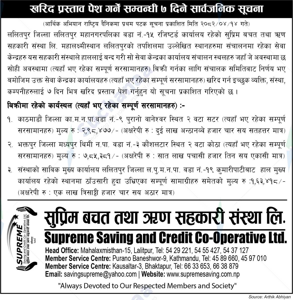 Supreme Saving and Credit Co-Operative Ltd.