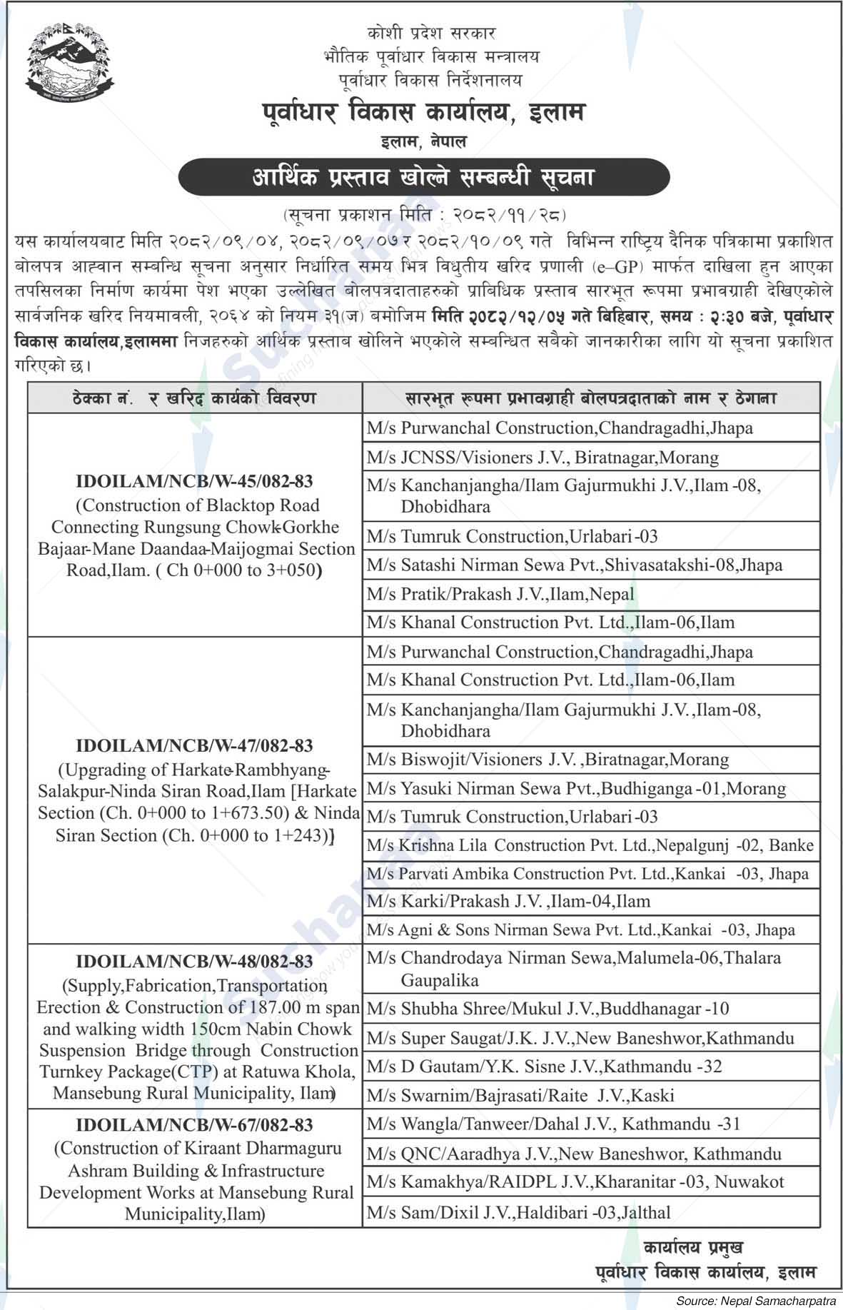 Infrastructure Development Office, Ilam