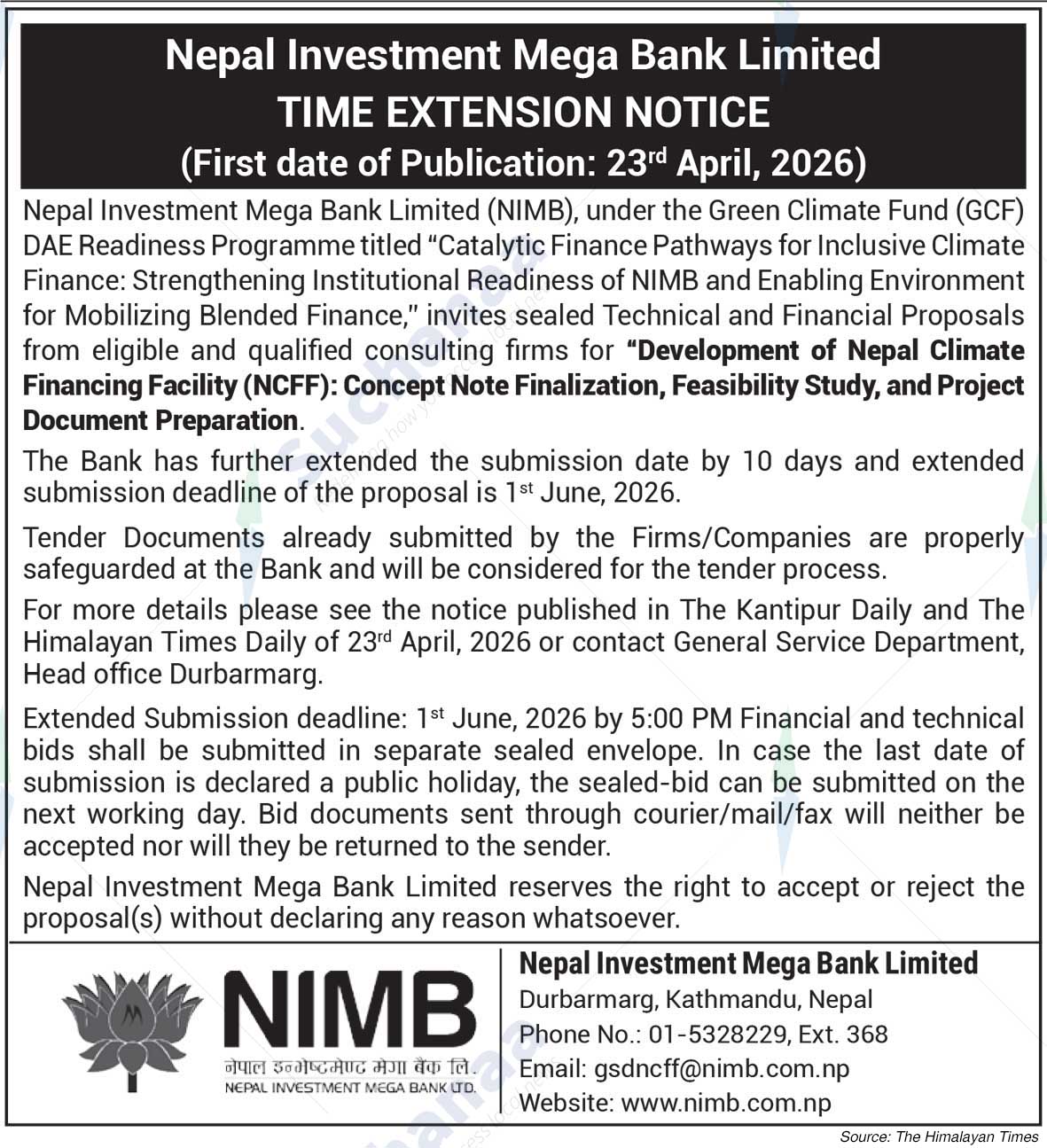 Nepal Investment Mega Bank Ltd. (NIMB)