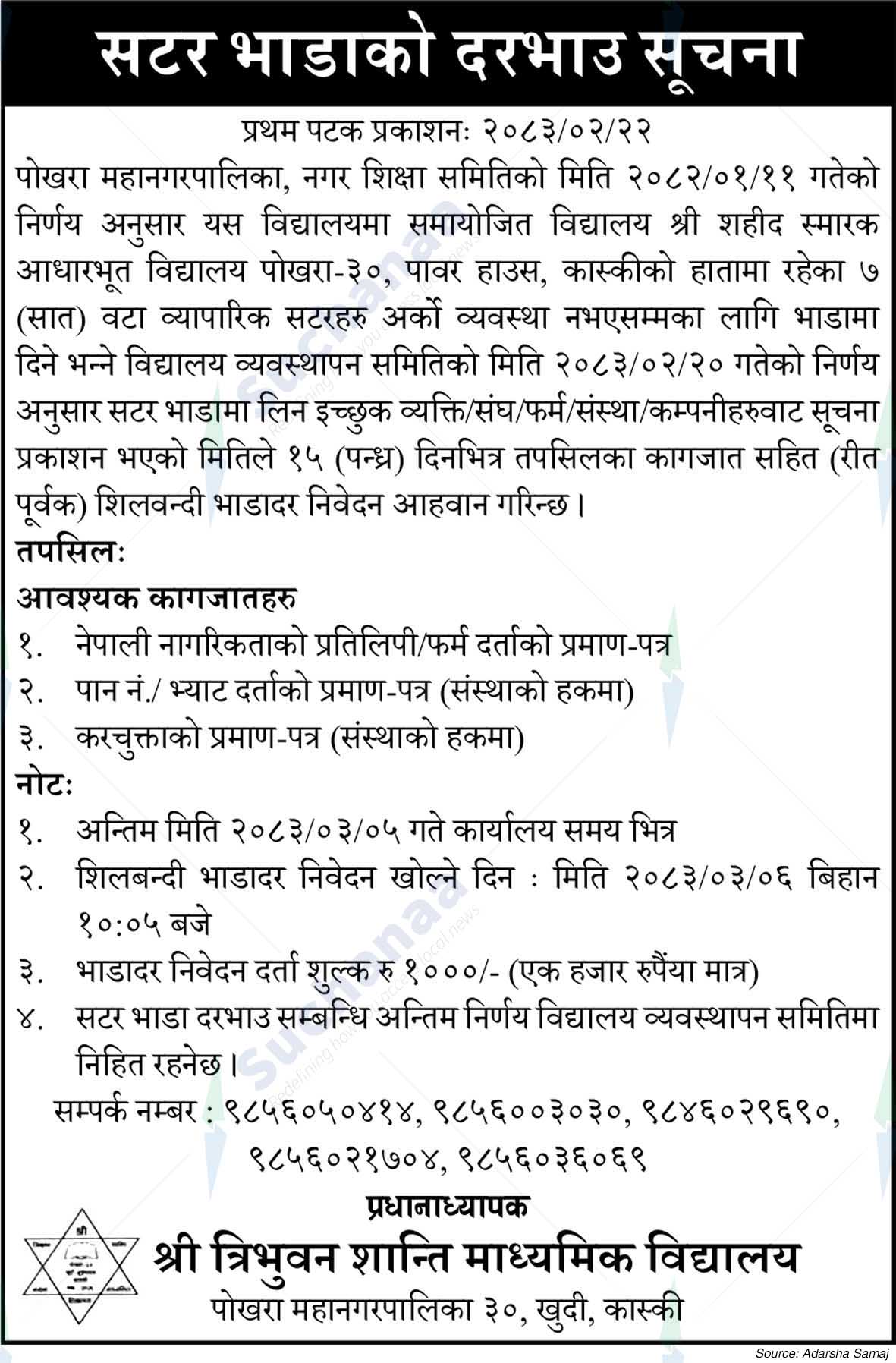 Shree Tribhuvan Shanti Secondary School, Kaski